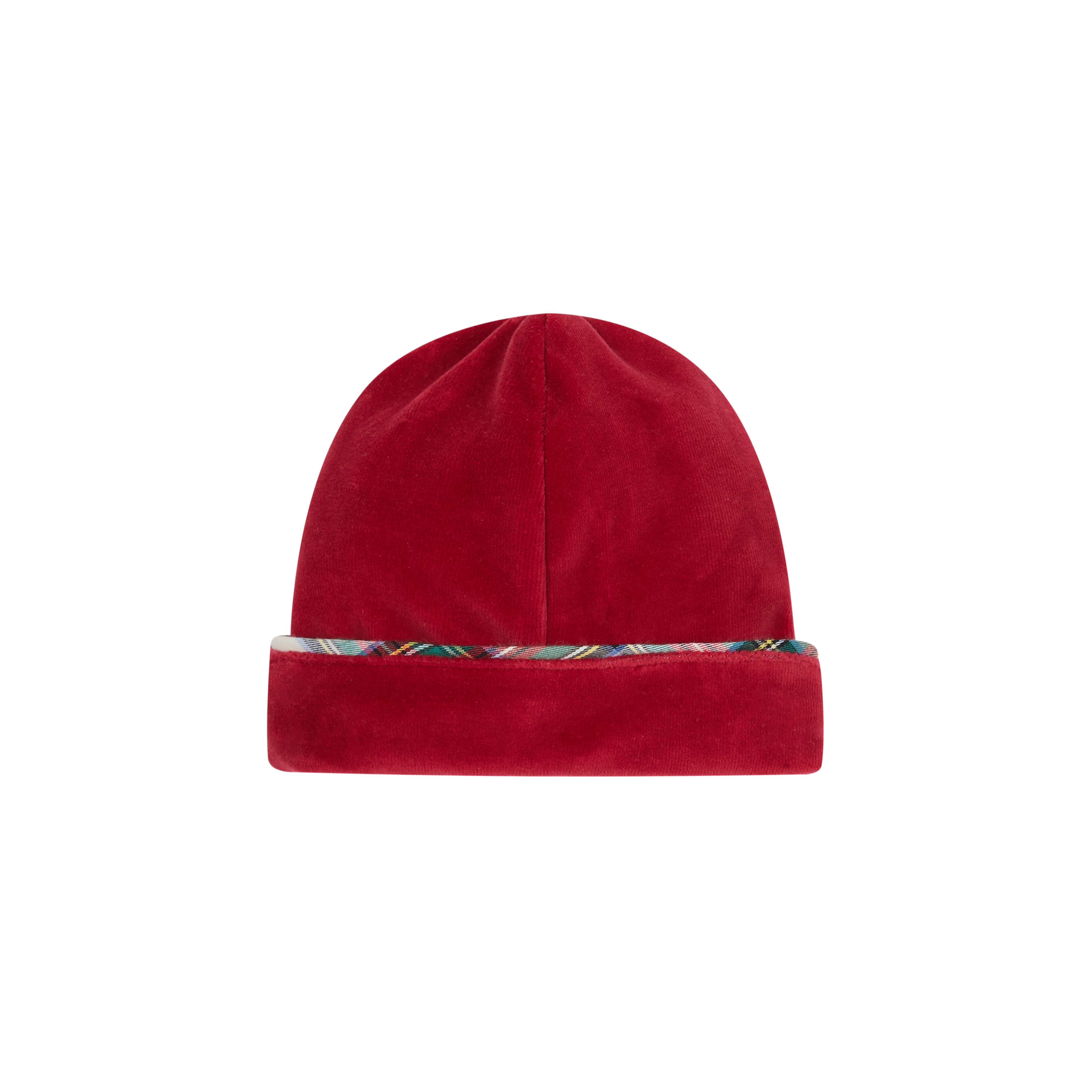 DEOLINDA AW24 Noel Red Tartan Velour Baby Hat - 2411043