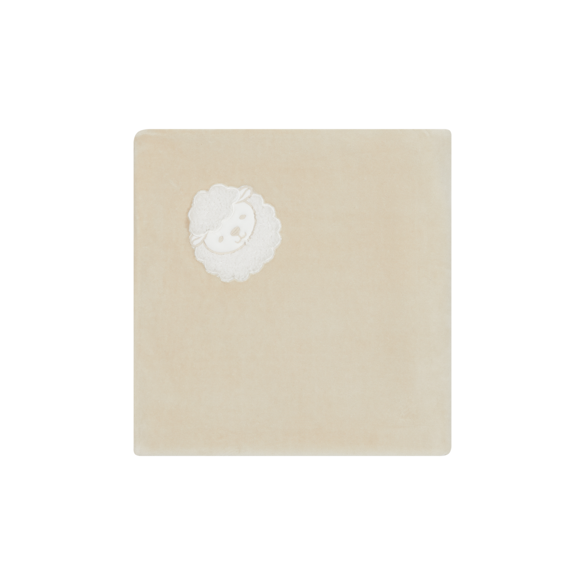 Deolinda Farm beige velour baby blanket with sheep motif