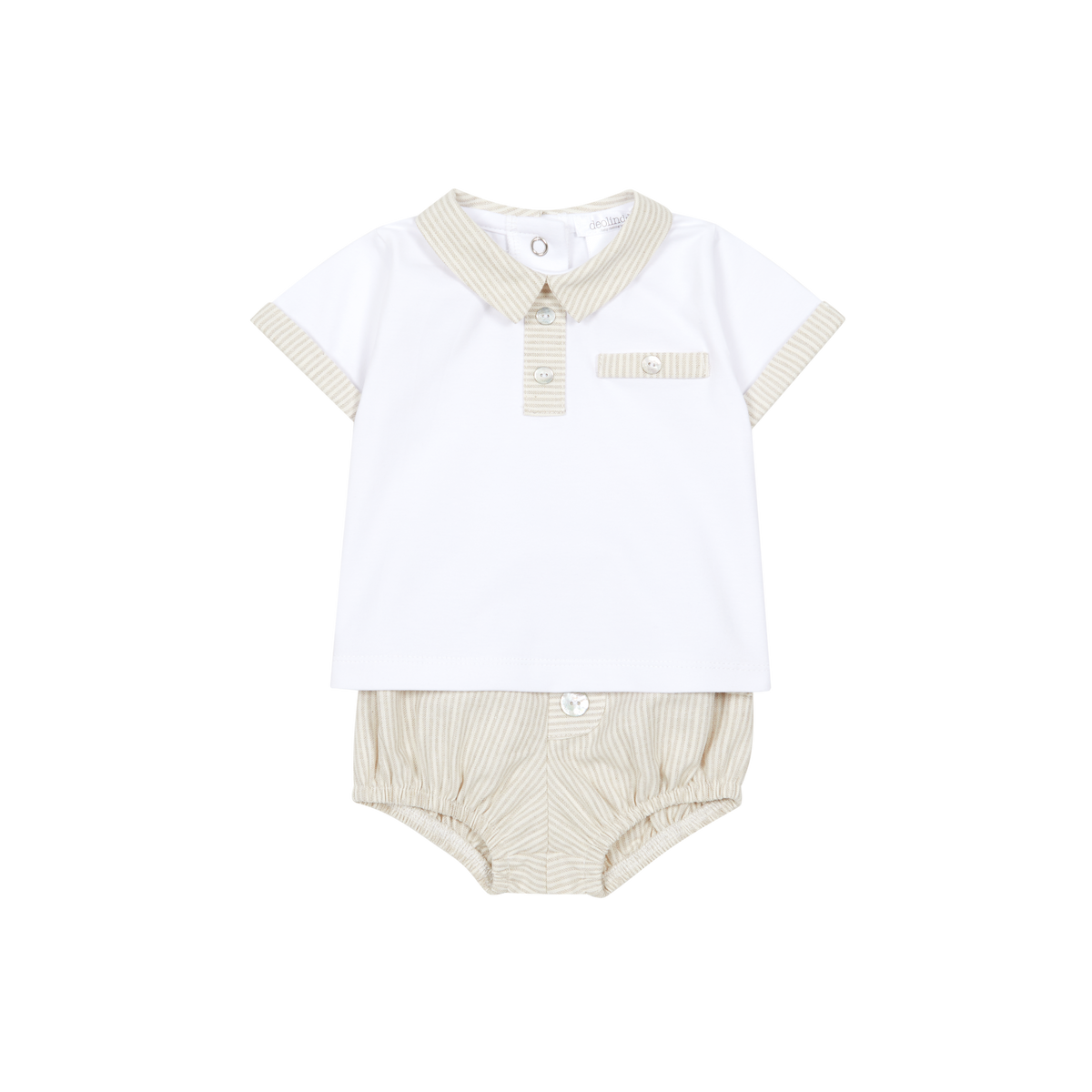 Deolinda Avena boys beige and white jam pant set 26618
