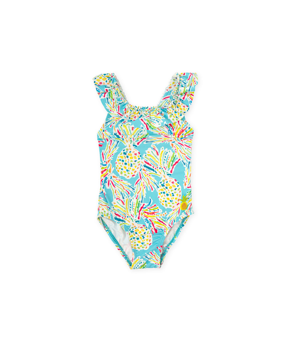 Tutto Piccolo Hawaii Girls Aquamarine Tropical Print Swimsuit