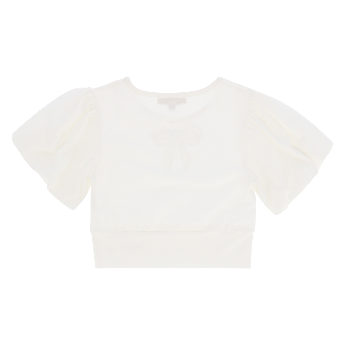 Angel’s Face Blossom girls ivory puff sleeve top with diamante bow - back