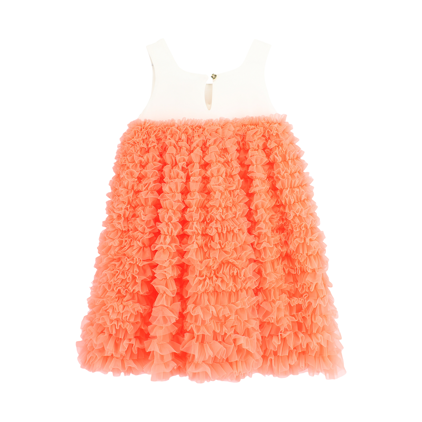 Angel’s Face Donna girls neon orange tulle dress with white bow bodice - back