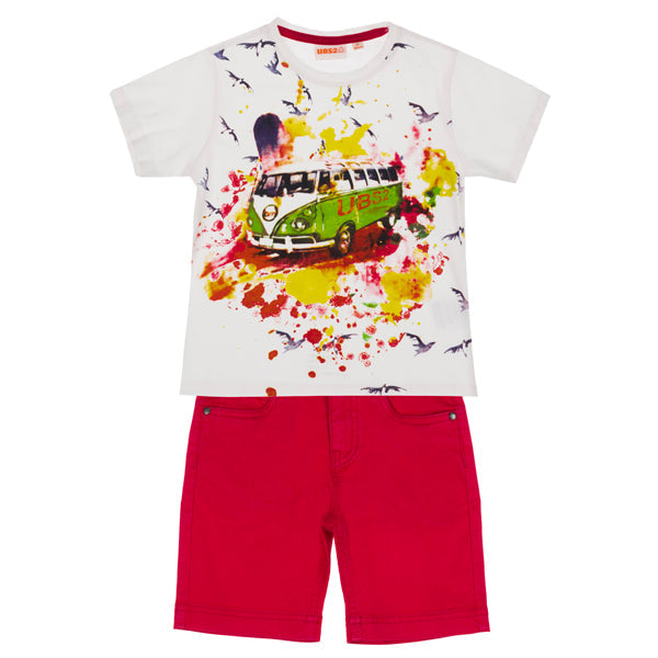 UBS2 Boys Red Camper Van Shorts Set - CLEARANCE SALE
