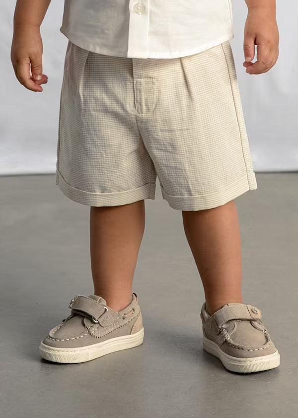Mayoral oat micro-check boys shorts, back view