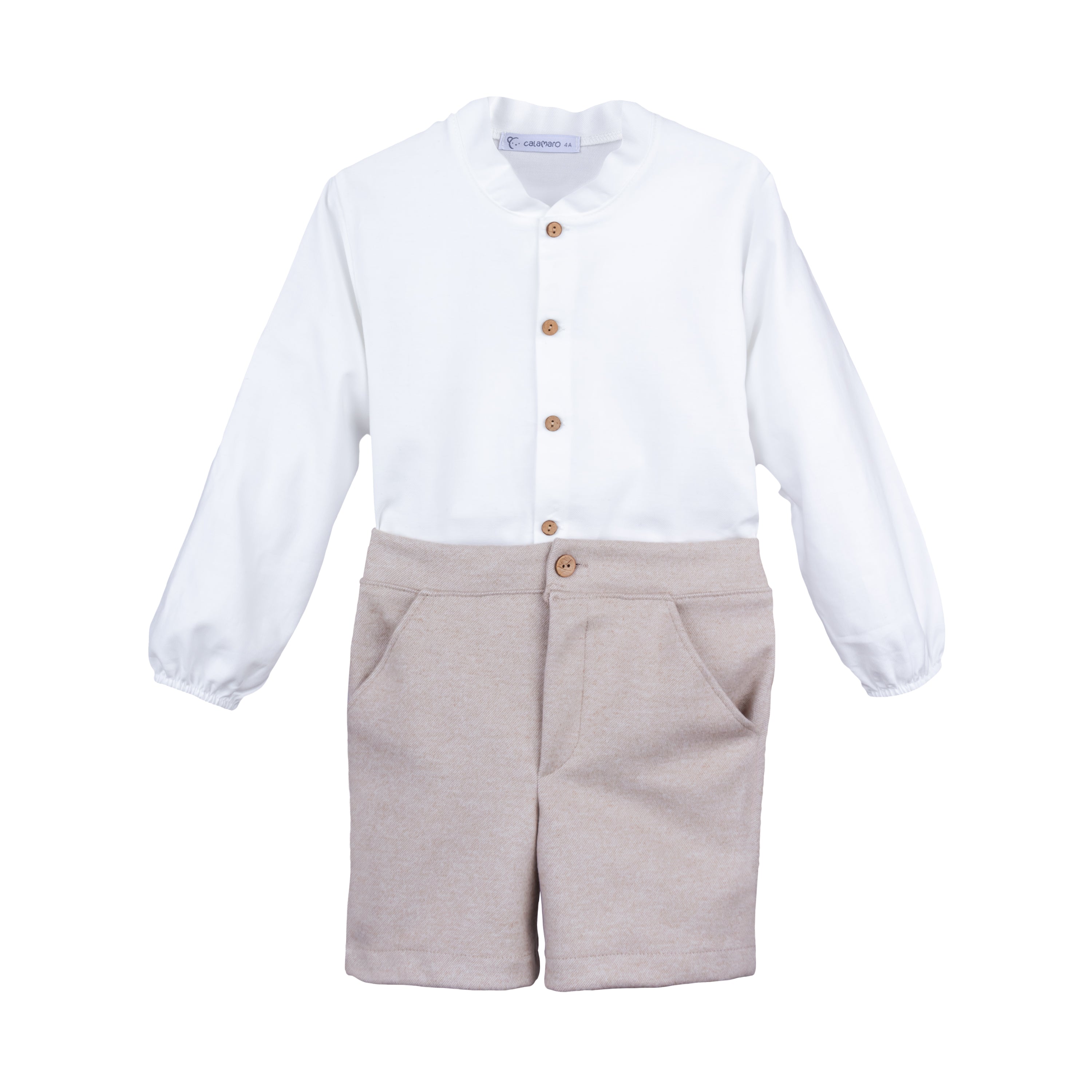 CALAMARO AW24 Tajo Cream & Beige Boys Short Set - 11076N