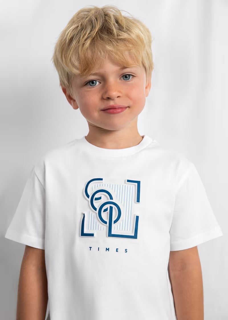 Mayoral boys navy and white stripe shorts set 3201 - alternate view