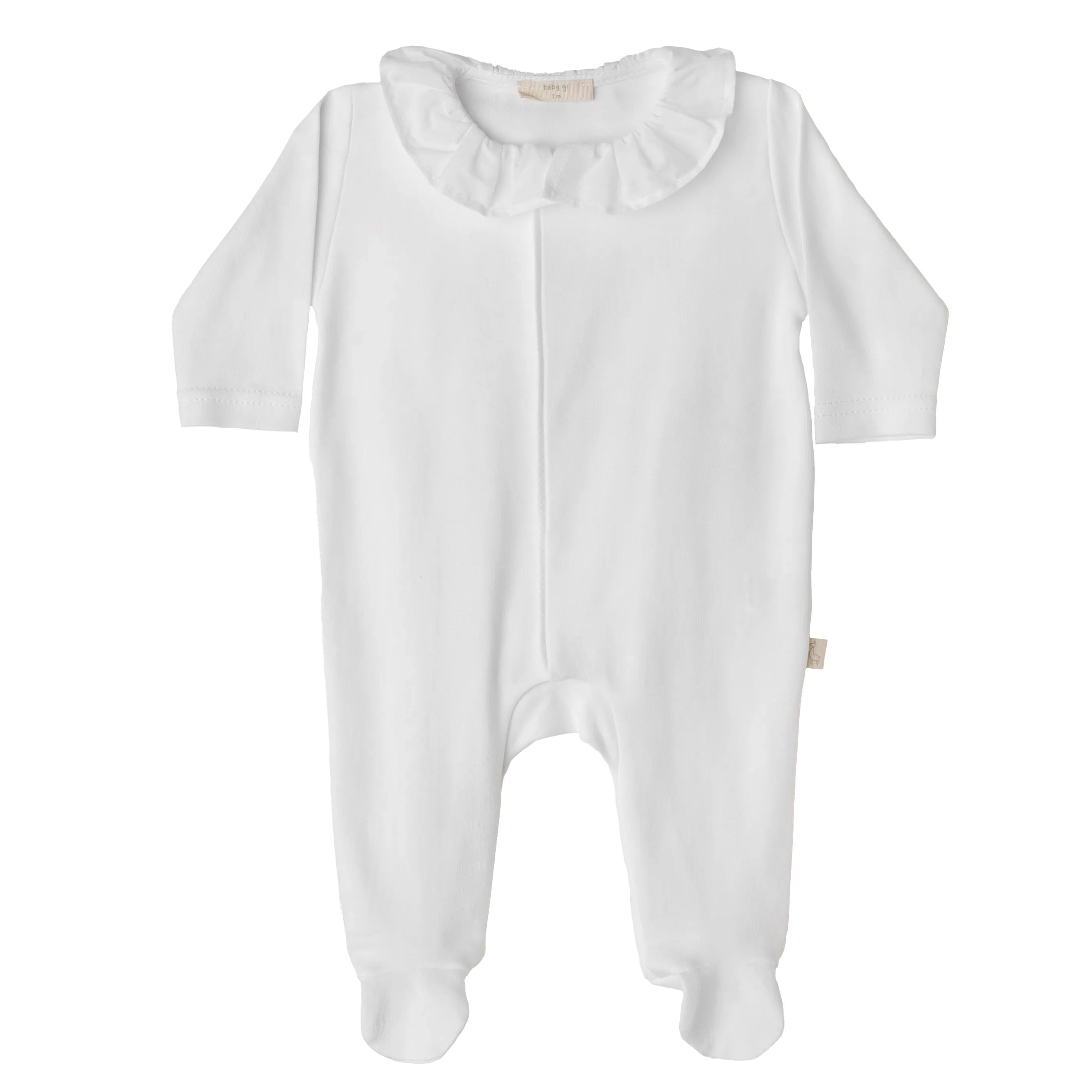 BABY GI Angel Wings White Unisex Frill Collar Cotton Babygrow