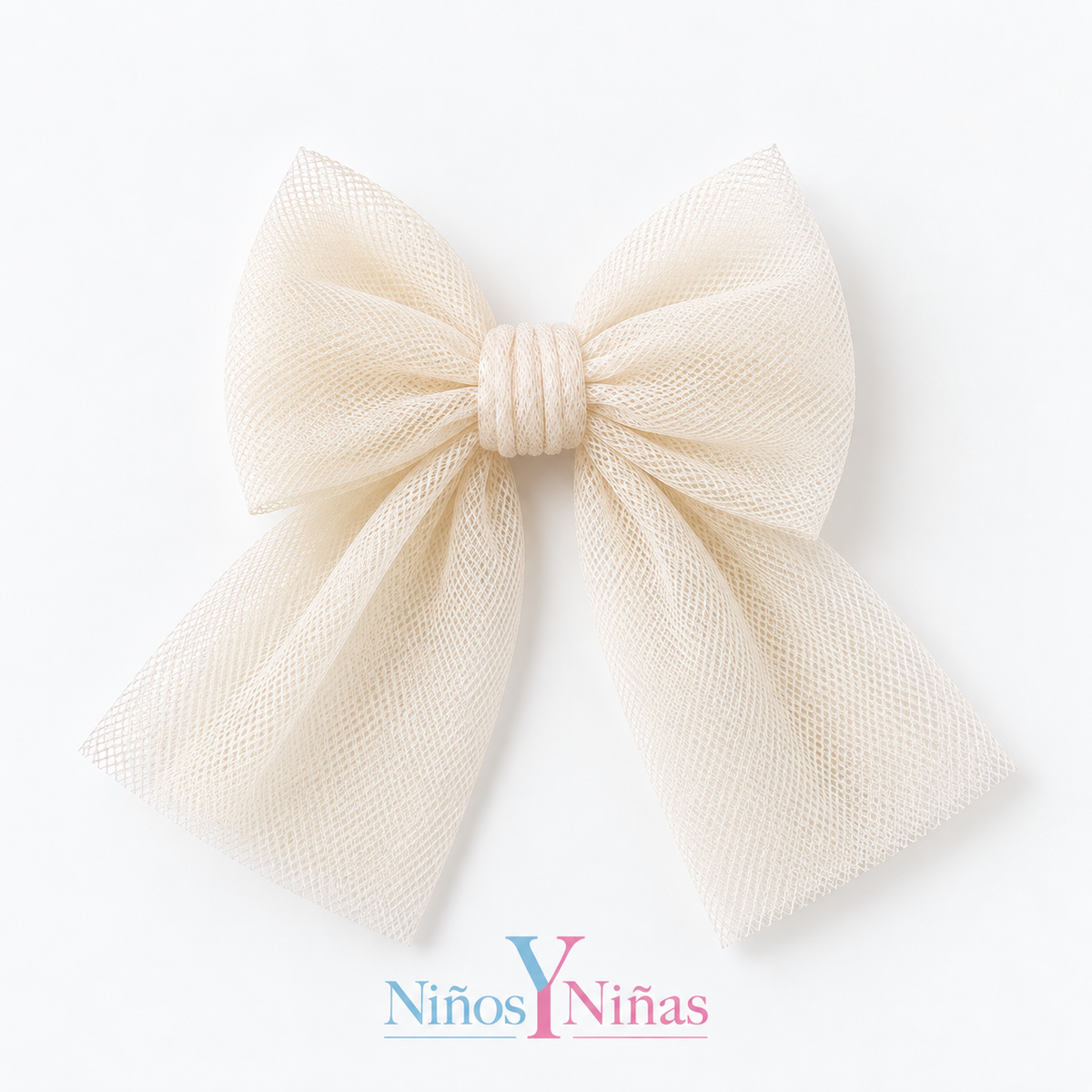 Rahigo Cream Girls Tulle Hair Bow Clip