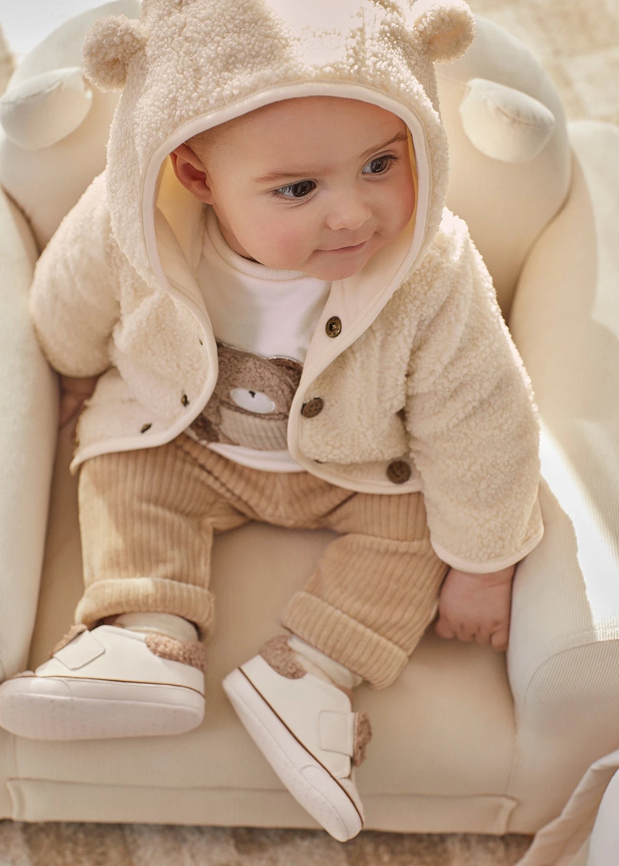 MAYORAL Baby Cream Teddy Faux Fur Coat - 2402