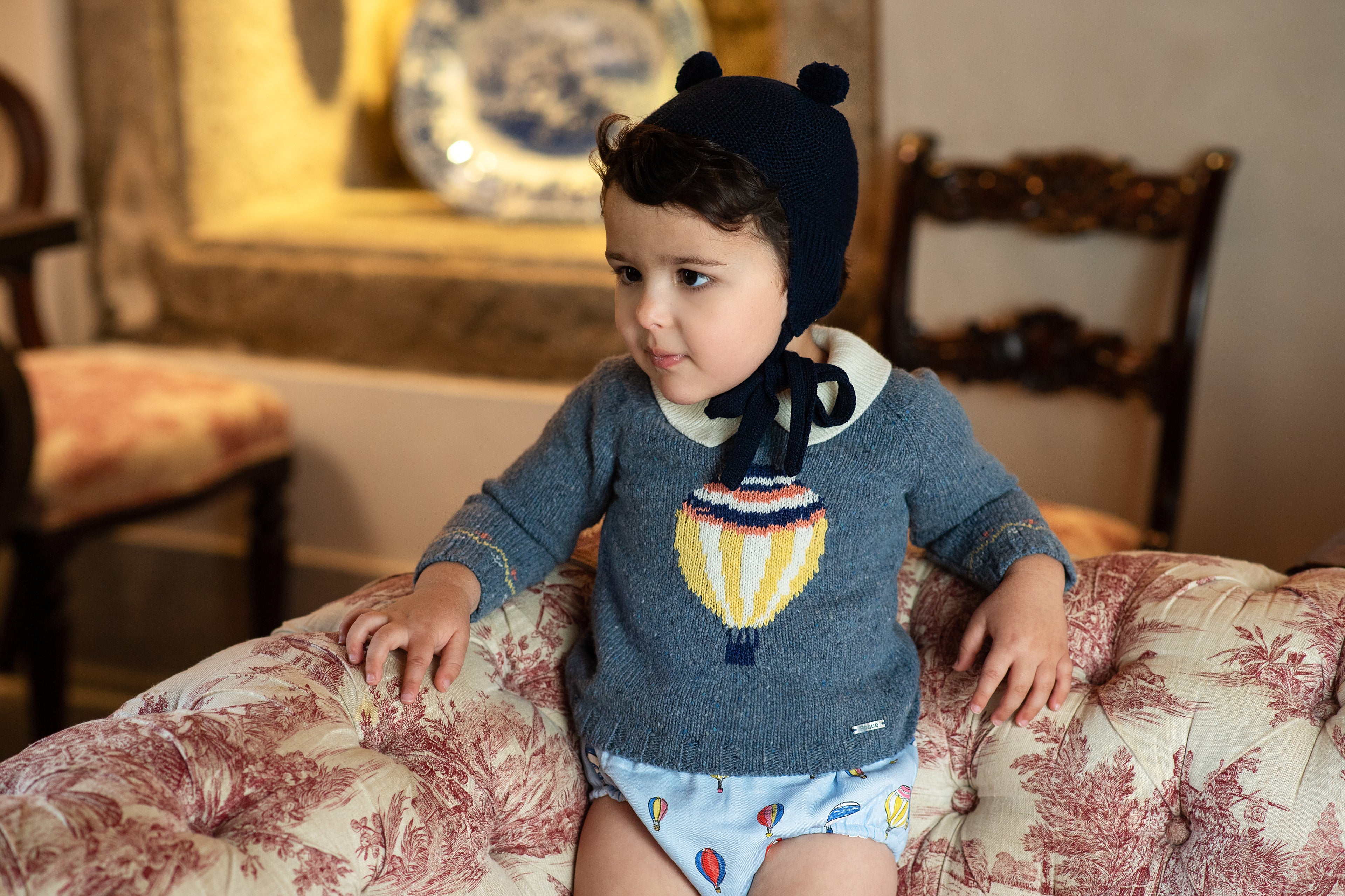AW24 FOQUE Globos Blue Hot Air Balloon Boys Jam Pant Set - CLEARANCE SALE