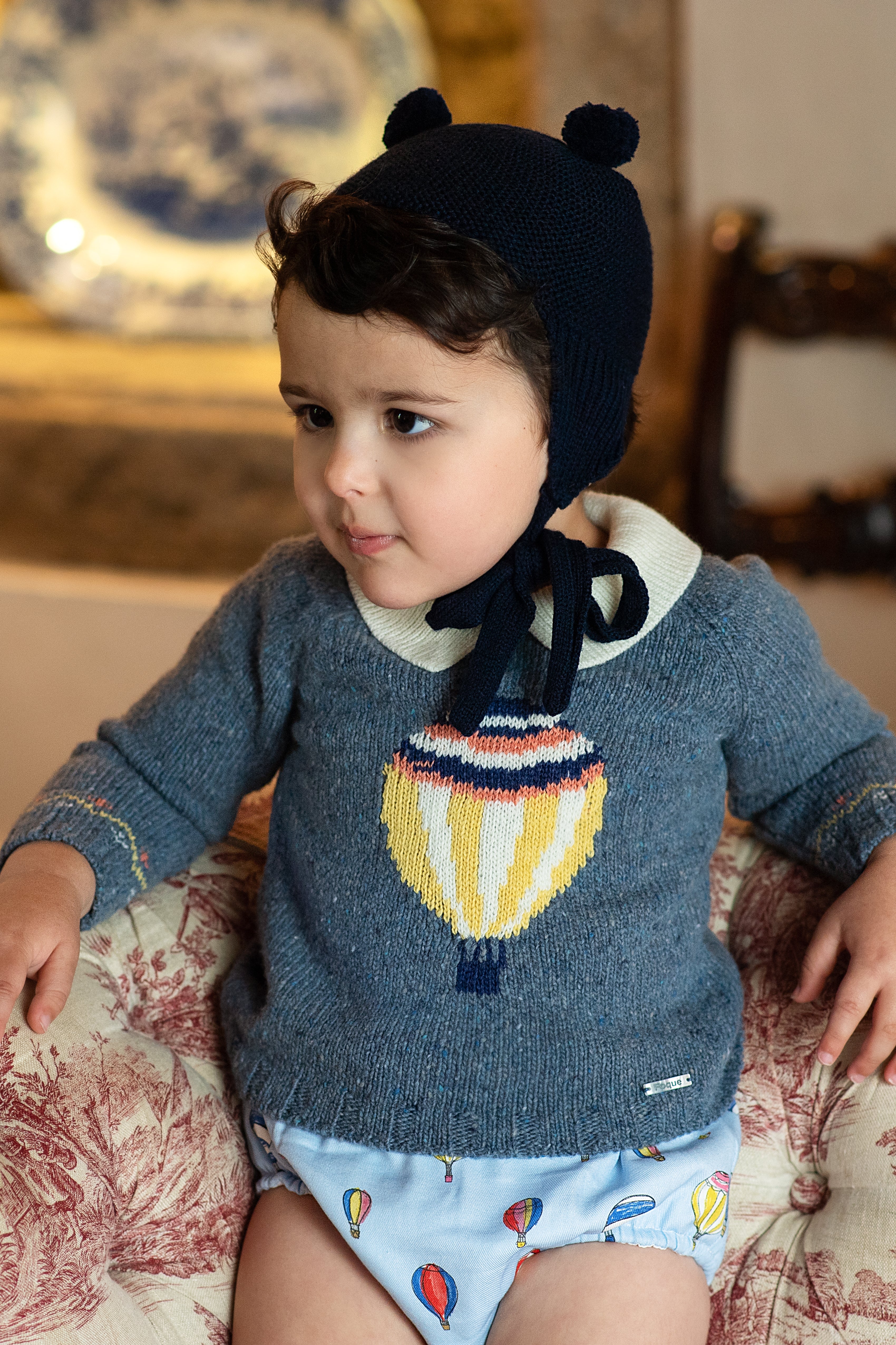AW24 FOQUE Globos Blue Hot Air Balloon Boys Jam Pant Set - CLEARANCE SALE