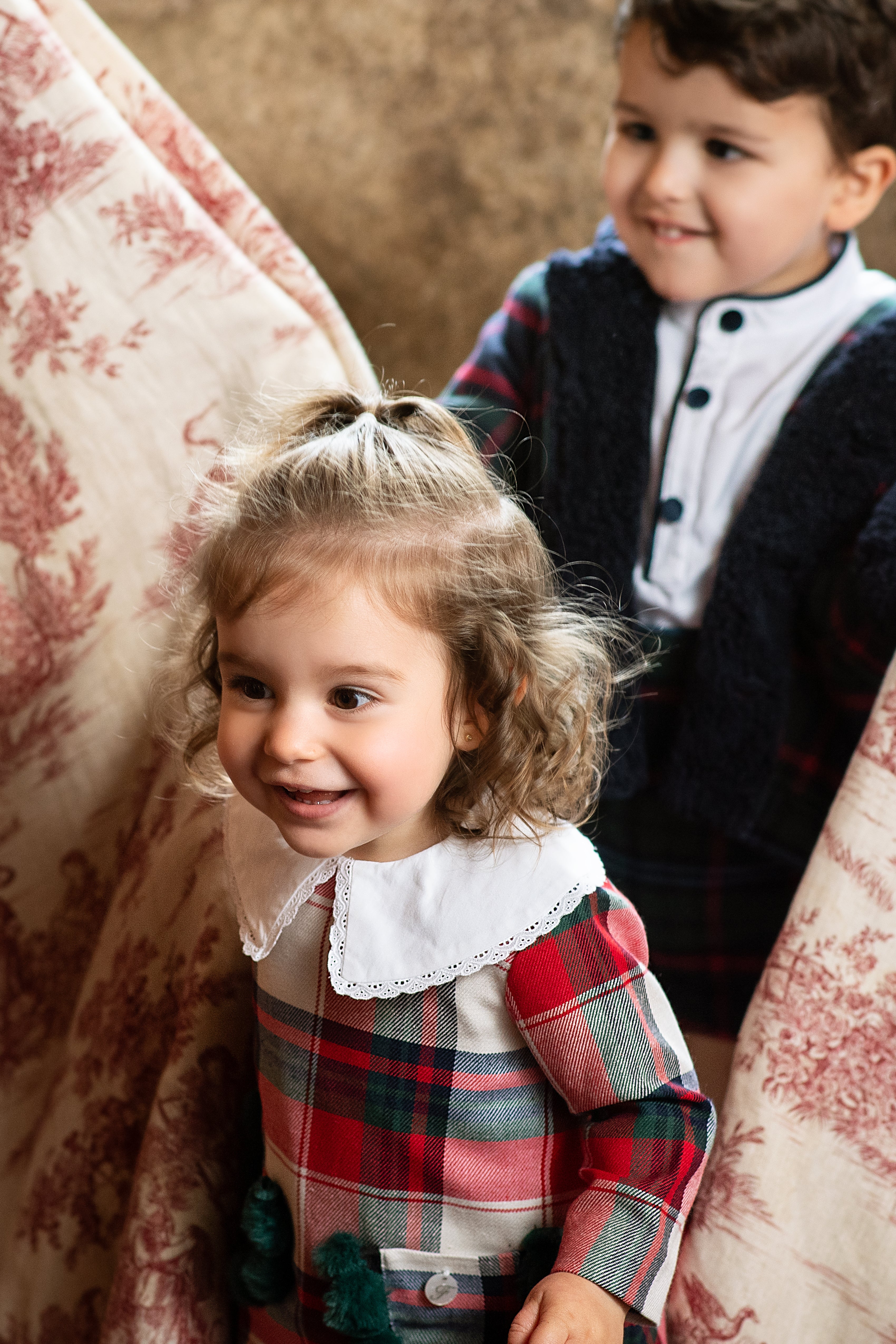 AW24 FOQUE Tartan Girls Pom Pom Dress & Knickers - CLEARANCE SALE