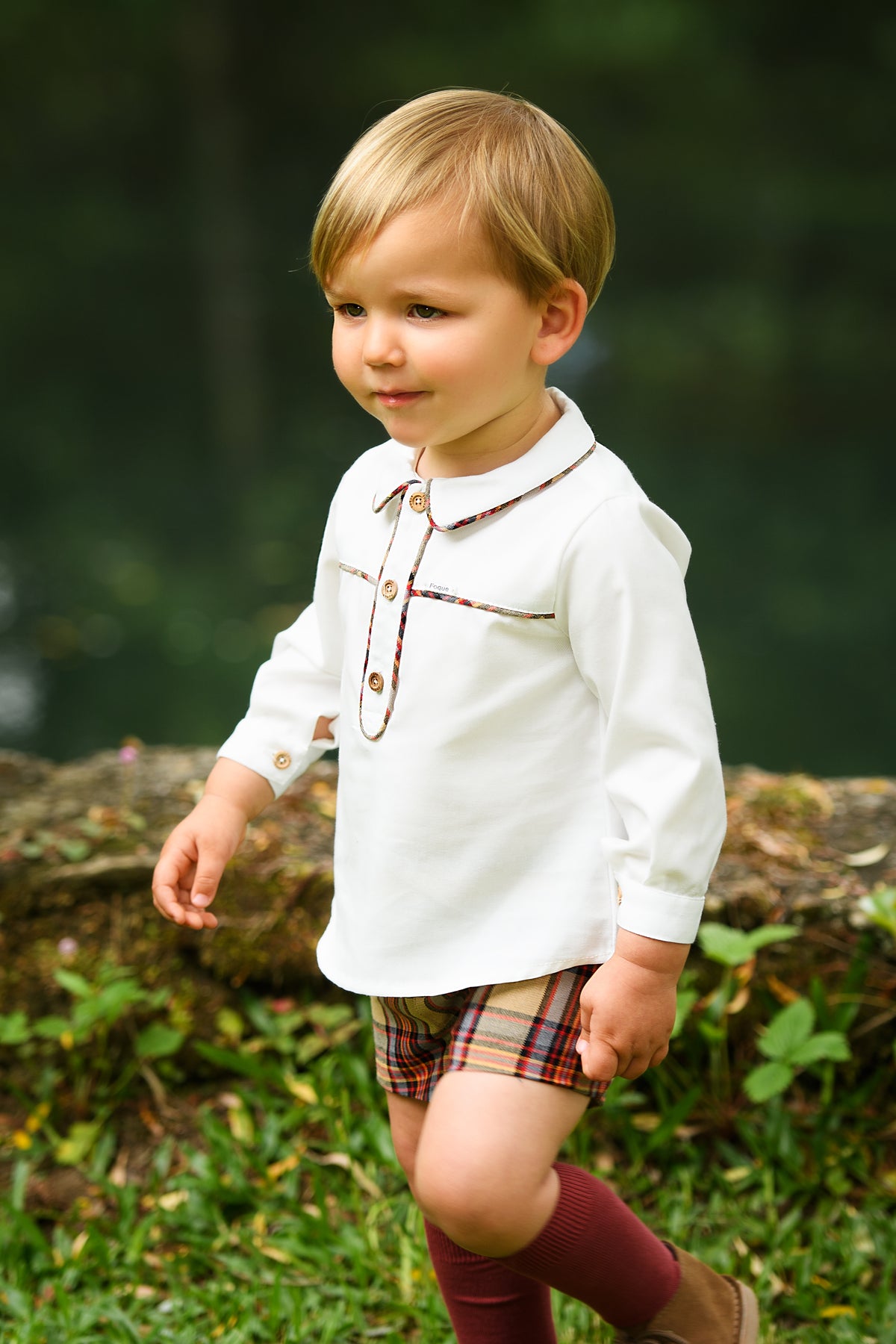 Foque La Calabaza Boys Camel Check Short Set