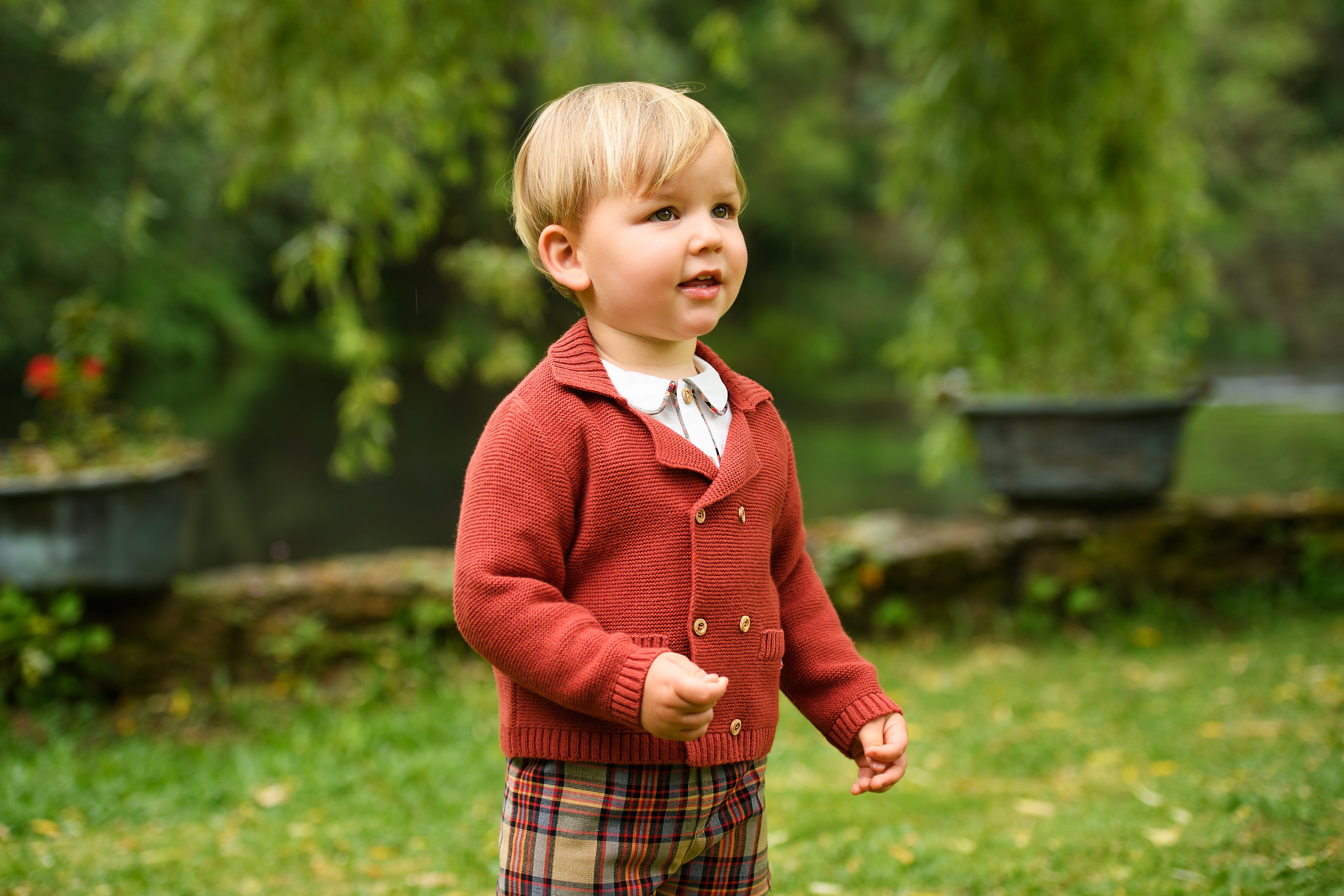 AW25 FOQUE La Calabaza Boys Camel Check Short Set