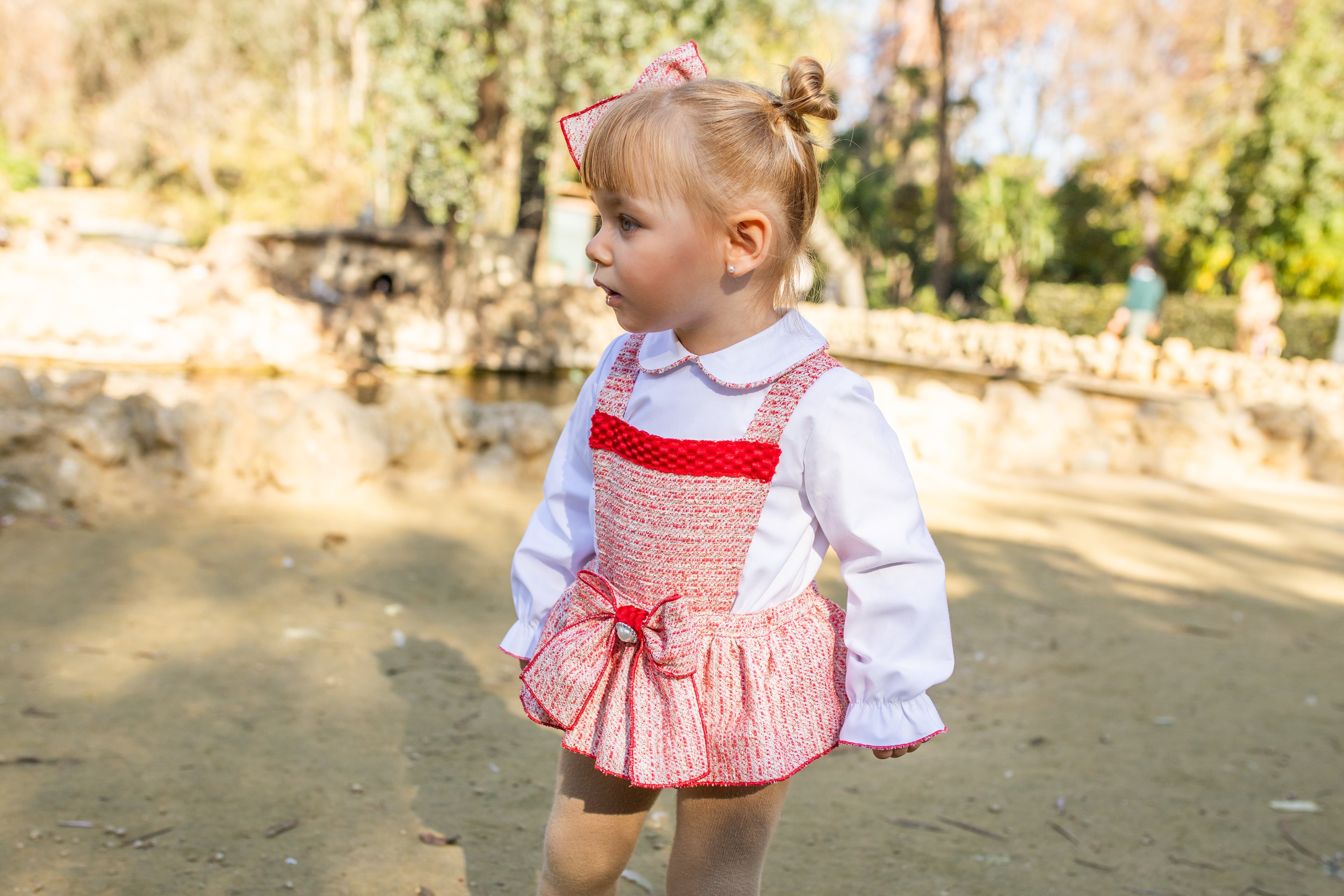 AW25 NAXOS Red Tweed Girls Blouse & Romper - 7607