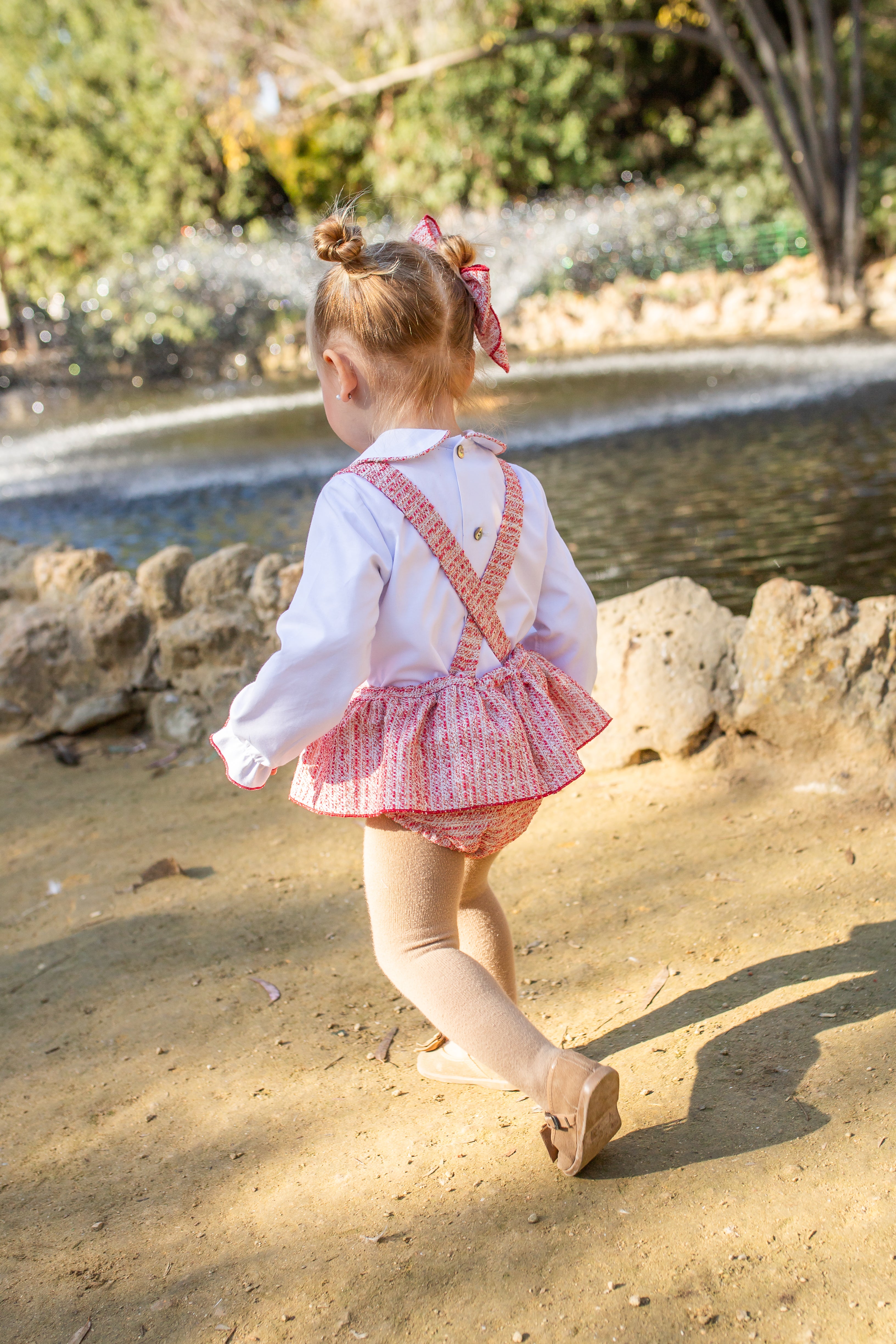 AW25 NAXOS Red Tweed Girls Blouse & Romper - 7607