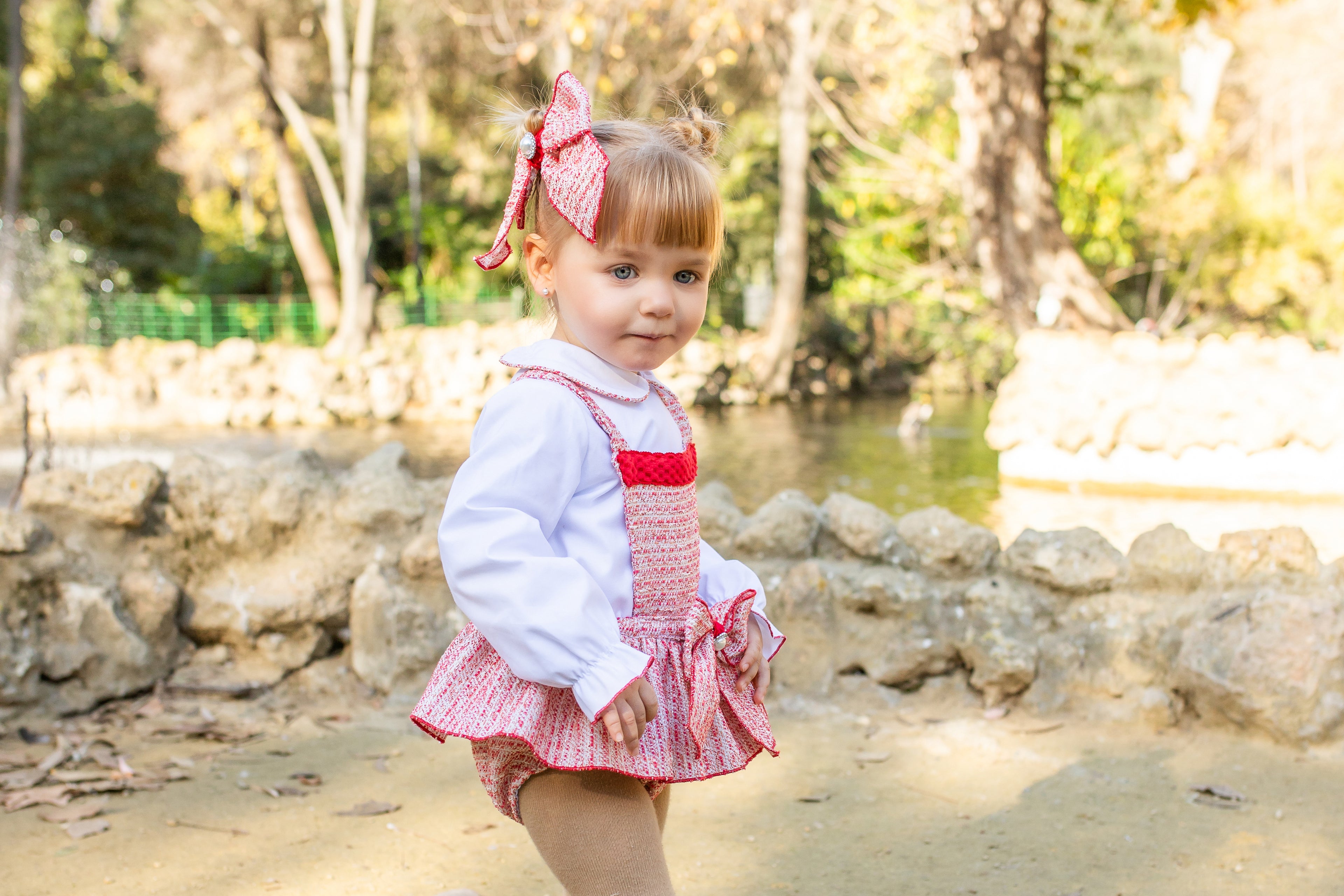 AW25 NAXOS Red Tweed Girls Blouse & Romper - 7607
