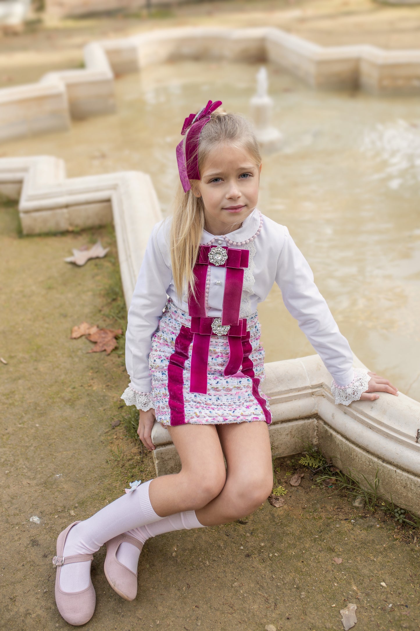 PRE ORDER AW25 NAXOS Purple Tweed Girls Skirt Set - 7660
