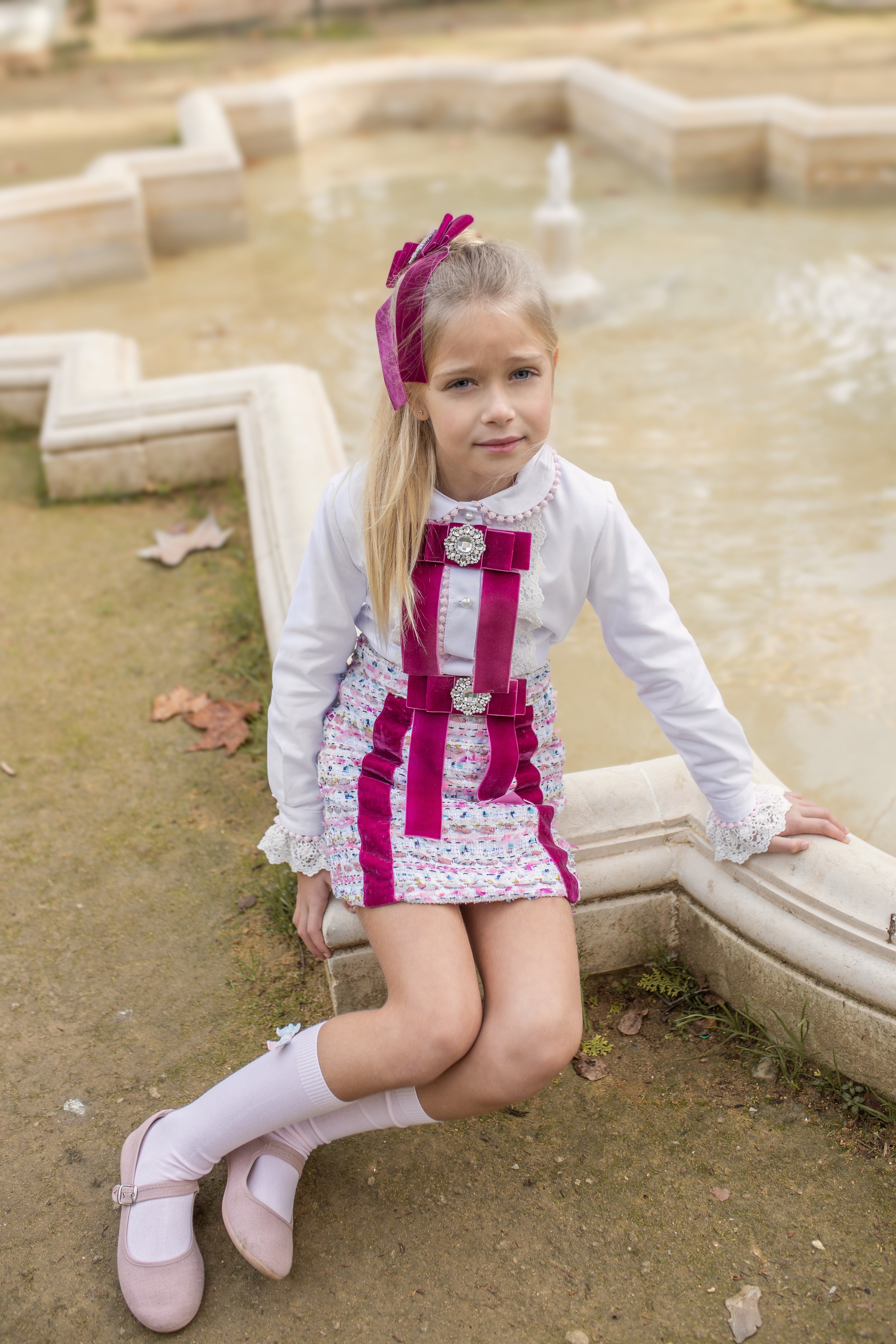 AW25 NAXOS Purple Tweed Girls Skirt Set - 7660