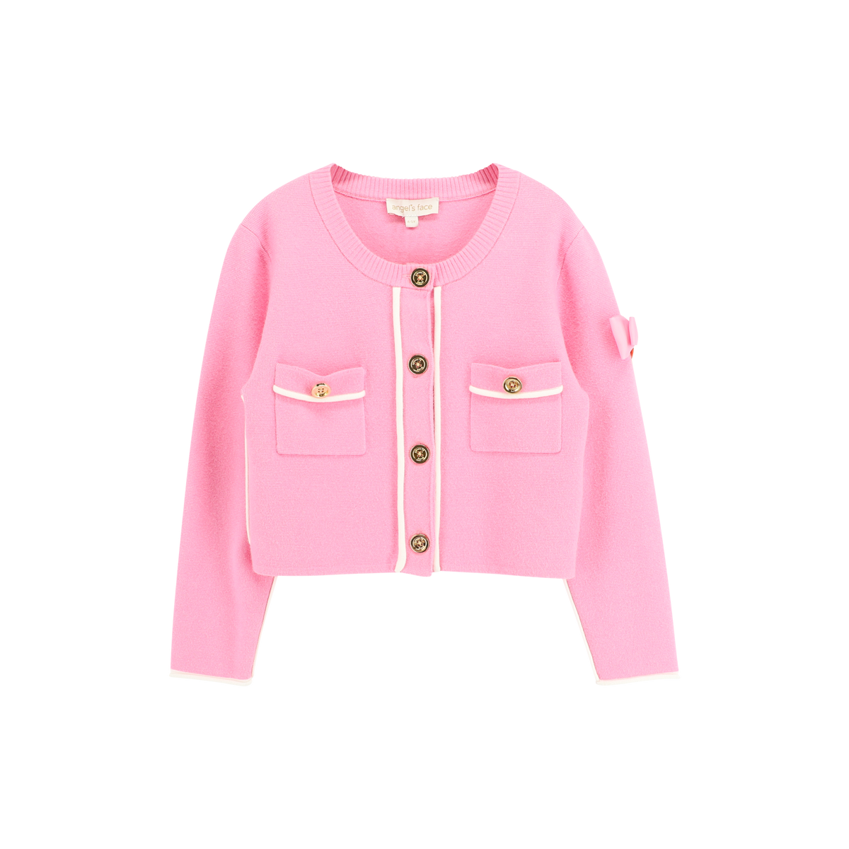 Angel’s Face Whitney girls rose pink knitted jacket - front