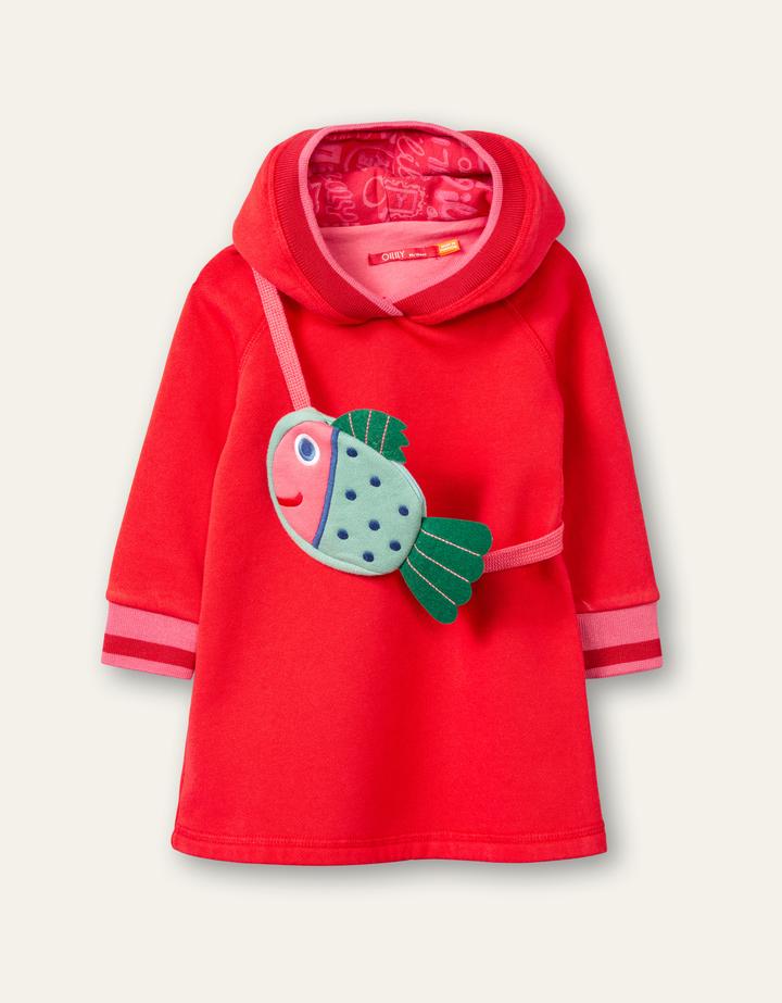 Oilily Hurray Girls Red Hooded Sweater Dress with Bag