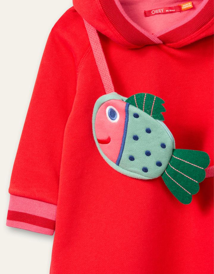 Oilily Hurray Girls Red Hooded Sweater Dress with Bag