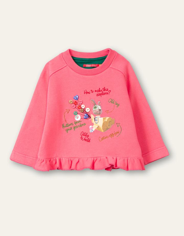 Oilily Hug Girls Pink Rabbit Sweater