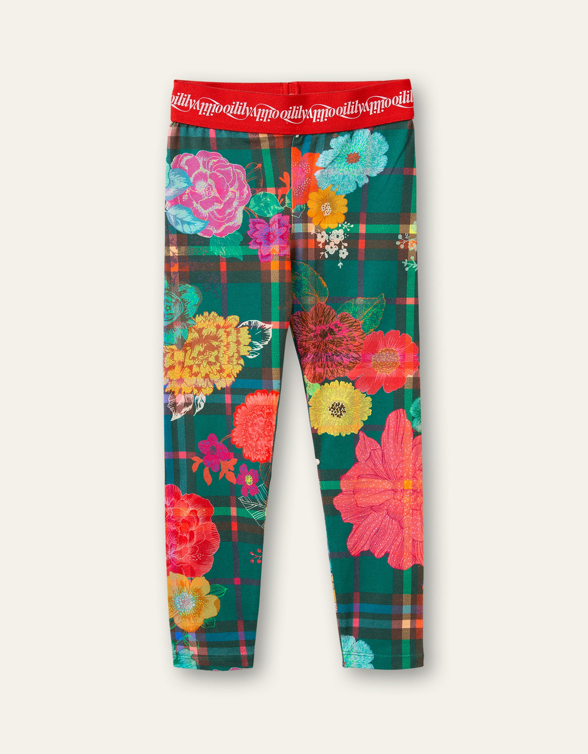 Oilily Taski Girls Green Floral Jersey Leggings