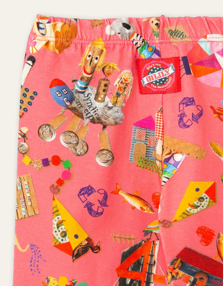 Oilily Tiska Girls Pink Collage Jersey Leggings