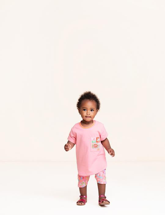 Oilily Tappy Girls Geranium Pink Birds Cropped Leggings