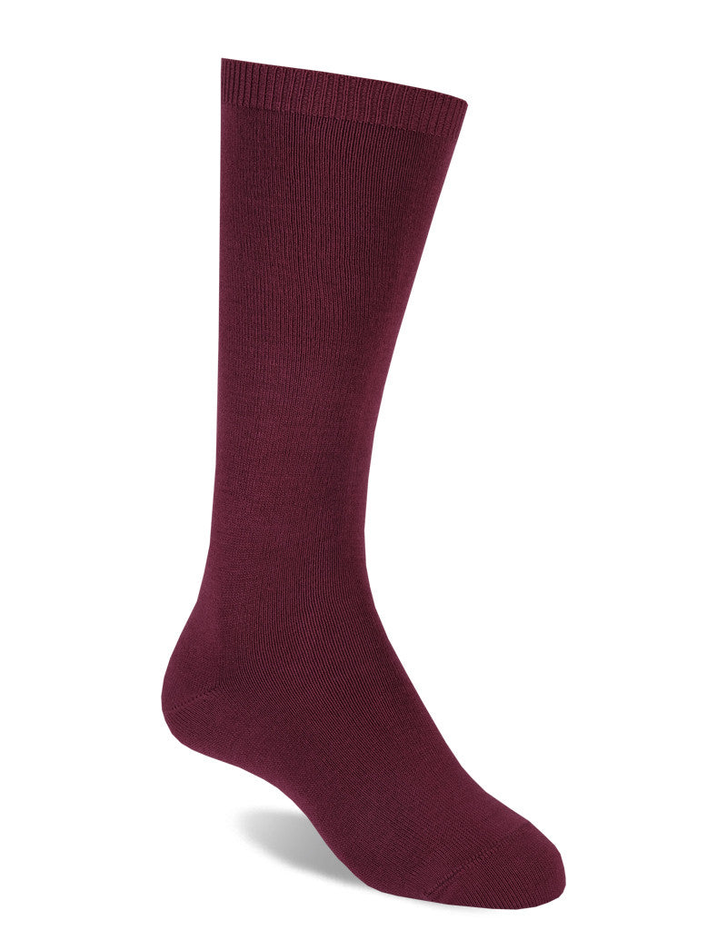 burgundy plain knee-high socks for boys by JC Castella