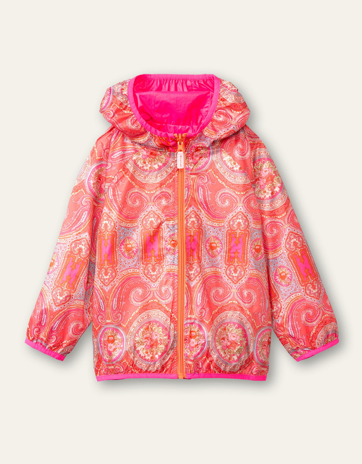 Oilily City Rose Girls Coral & Pink Paisley Reversible Jacket