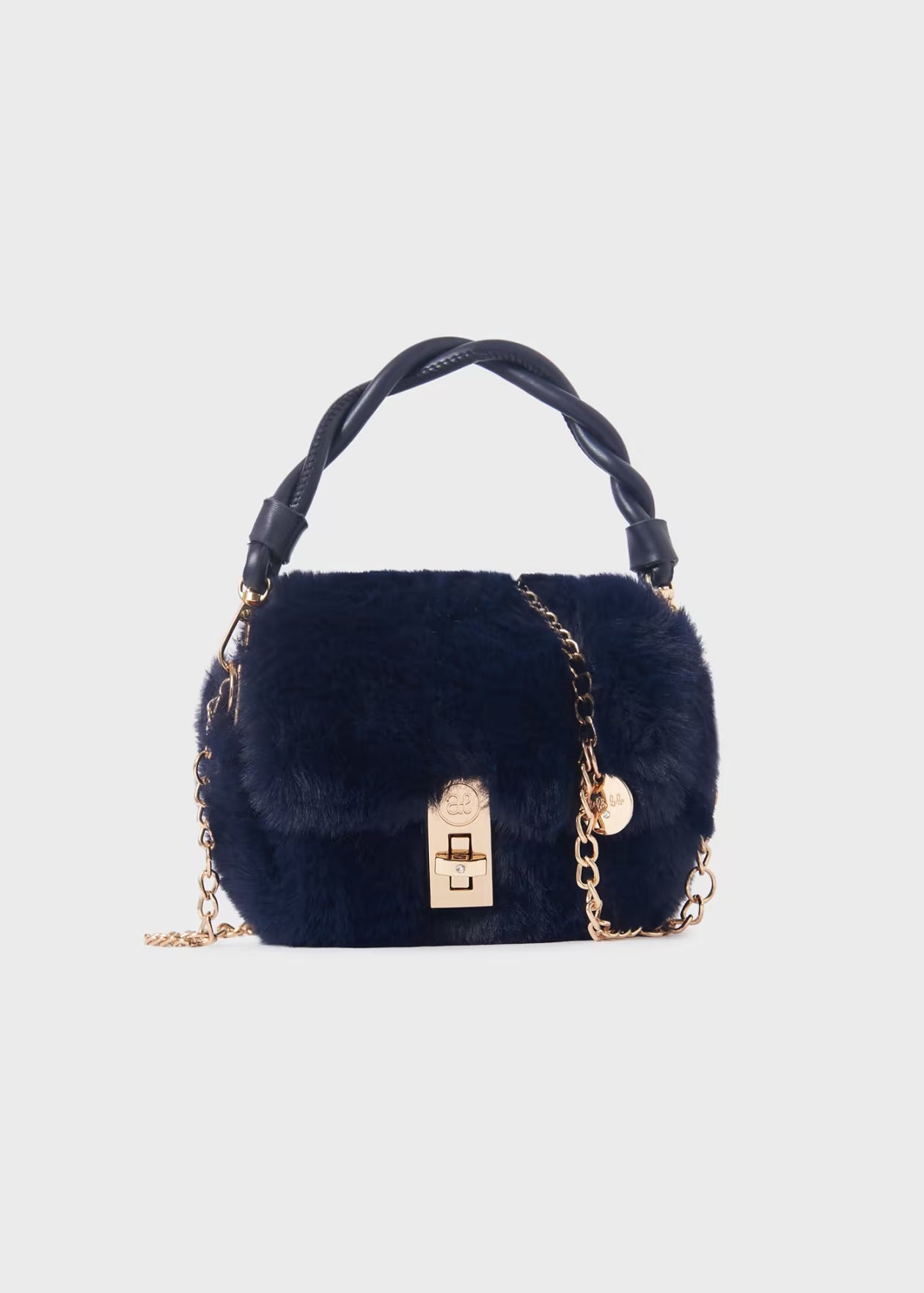 ABEL & LULA Girls Navy Faux Fur Bag - 5991