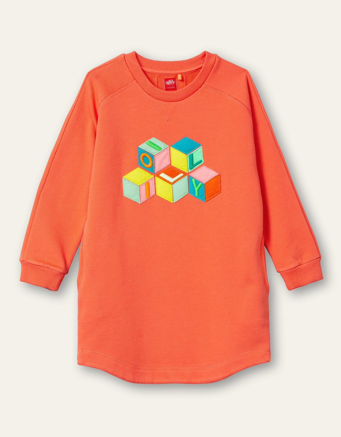 Oilily Hope Girls Coral Blocks Sweater Dress