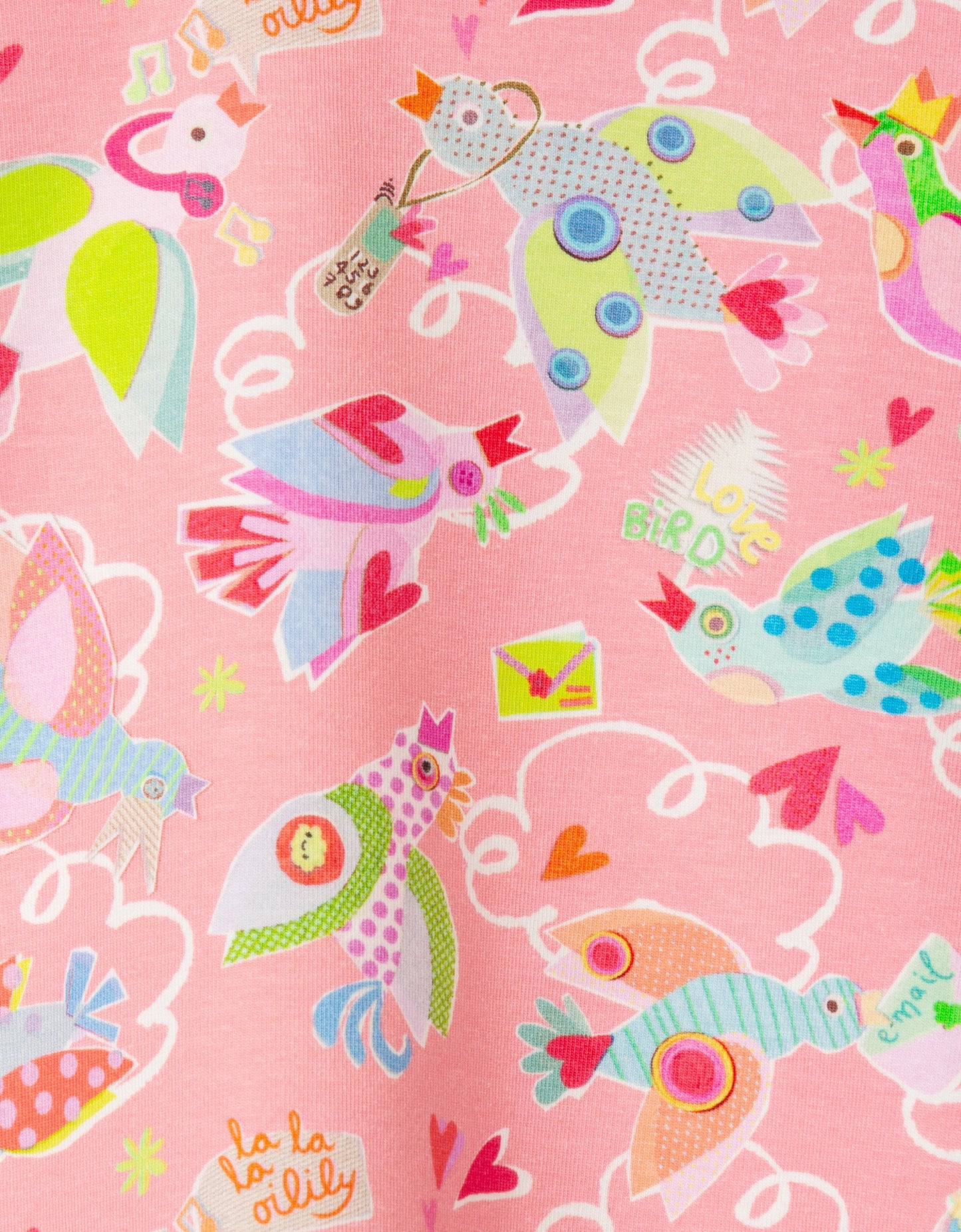 Oilily Twinz Girls Geranium Pink Birds T-Shirt