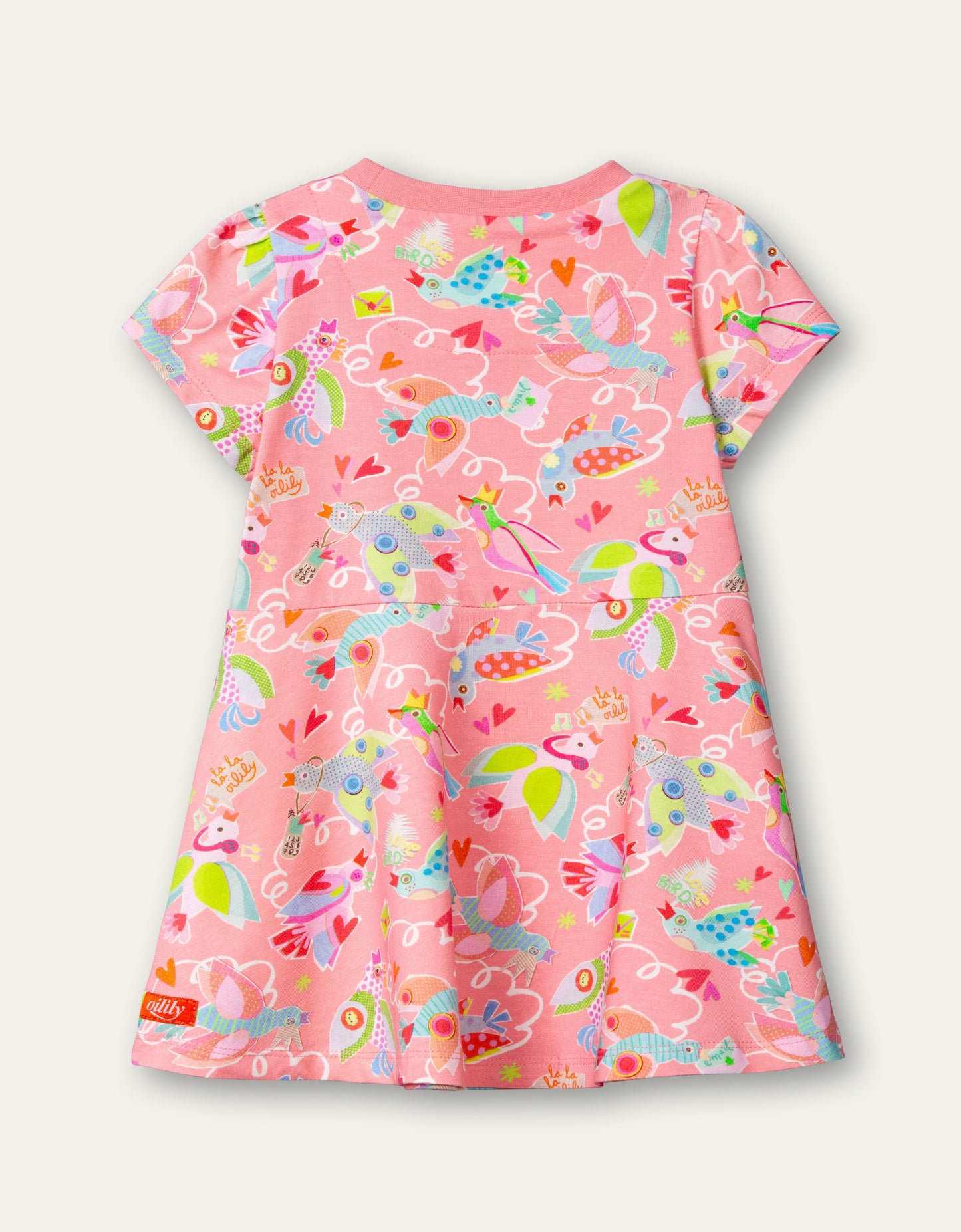Oilily Tweetz Girls Geranium Pink Birds Jersey Dress
