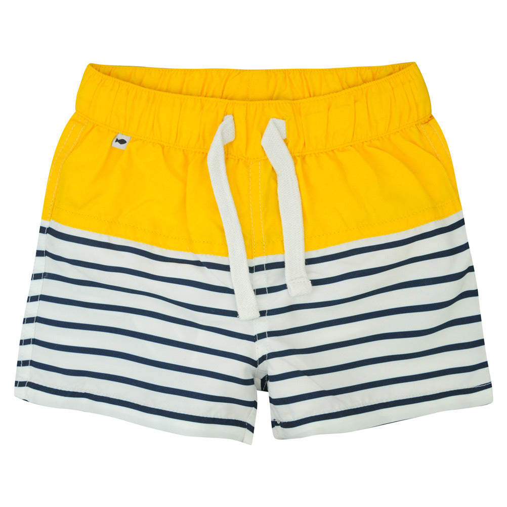 Week-End A La Mer Navy & Yellow Stripe Swim Shorts