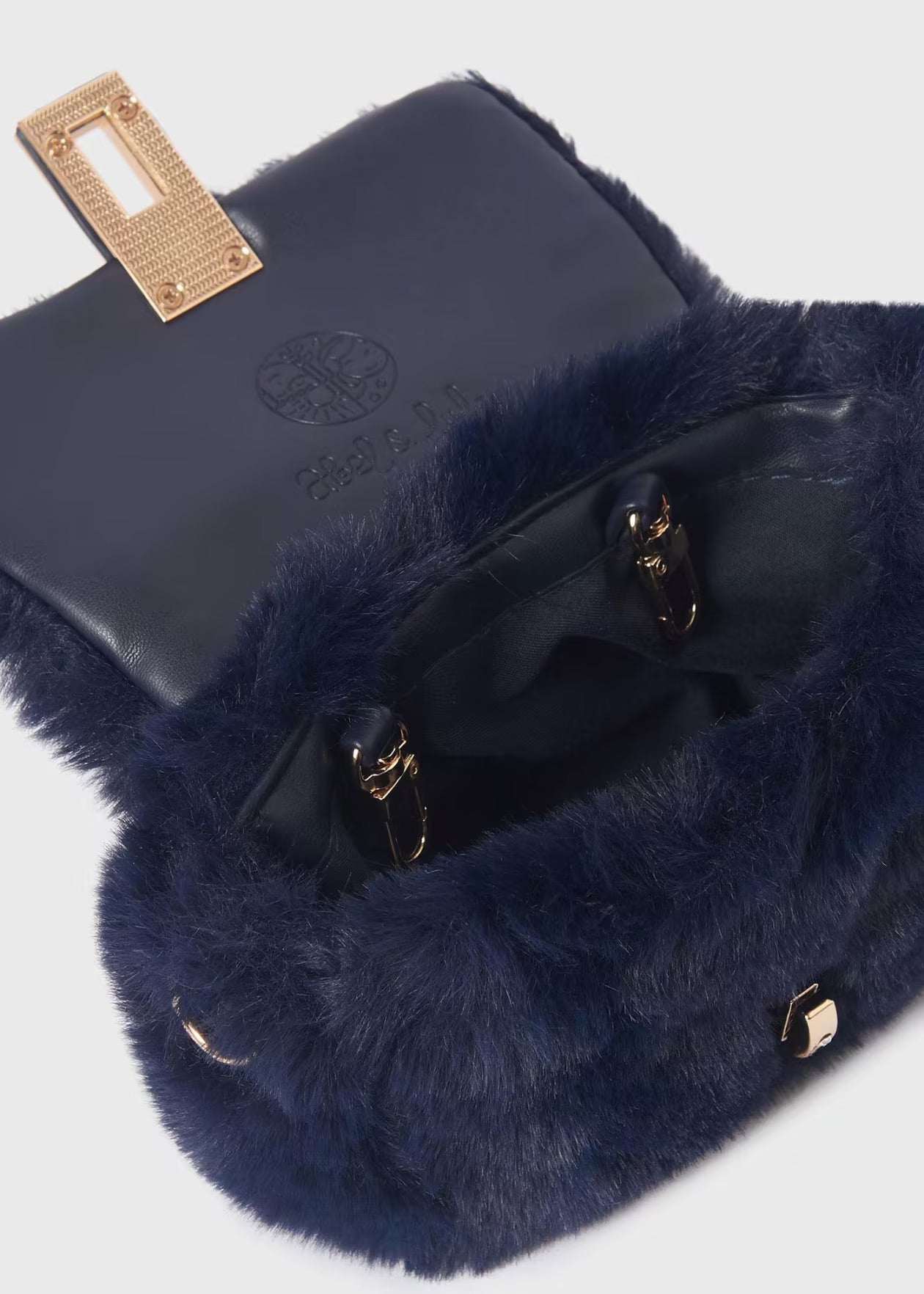 ABEL & LULA Girls Navy Faux Fur Bag - 5991