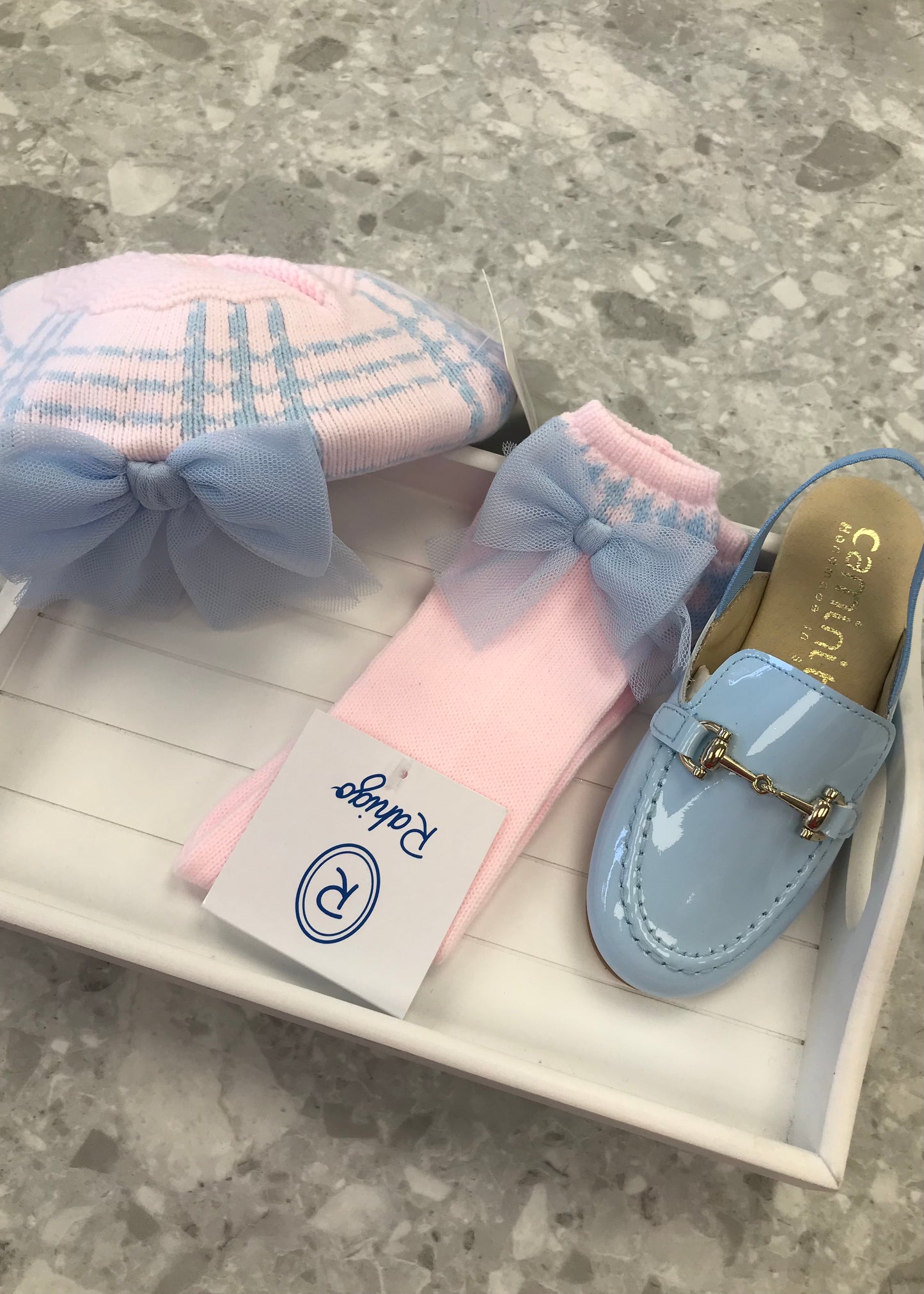 RAHIGO Pink & Blue Girls Tulle Bow Socks - 23216