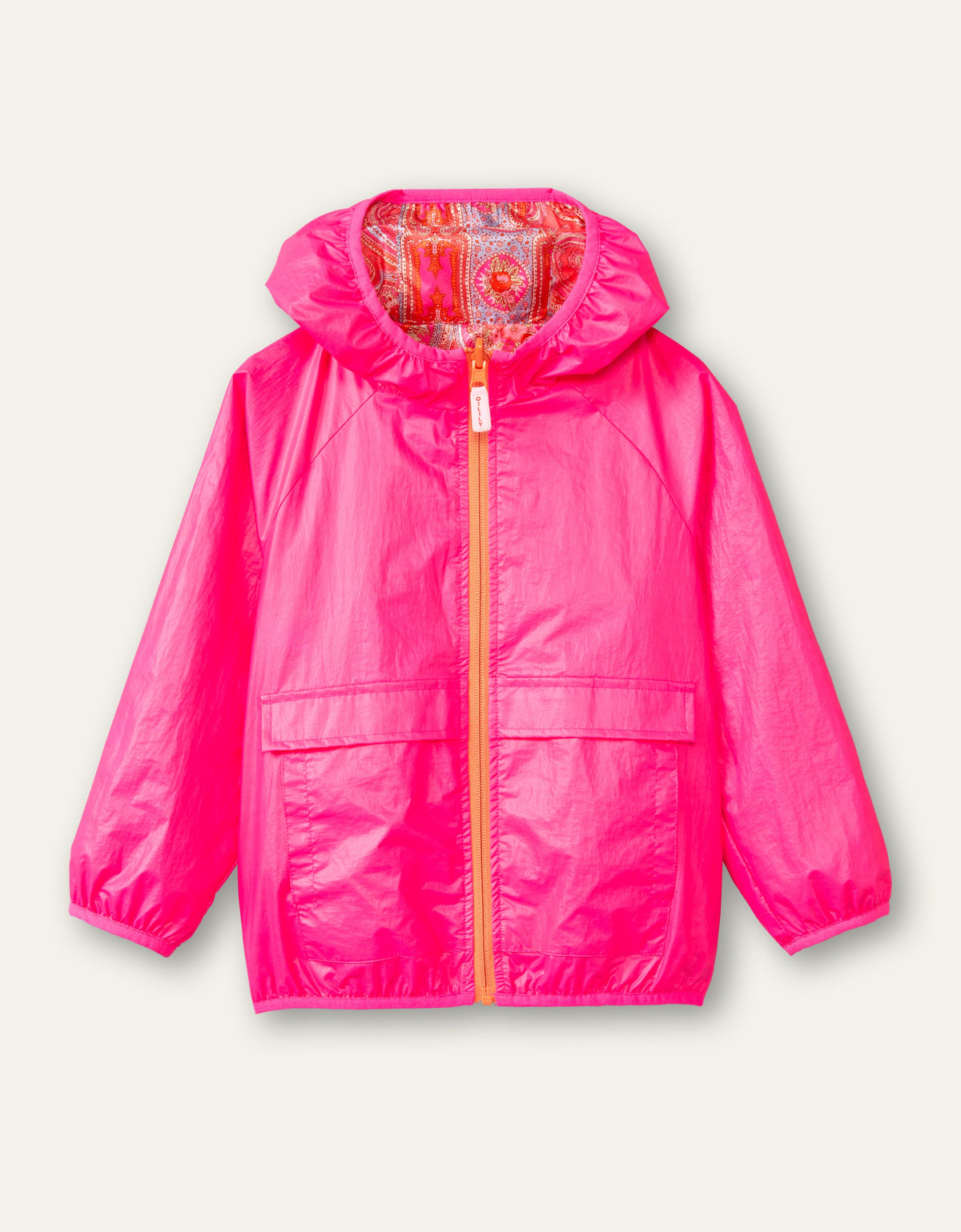 Oilily City Rose Girls Coral & Pink Paisley Reversible Jacket