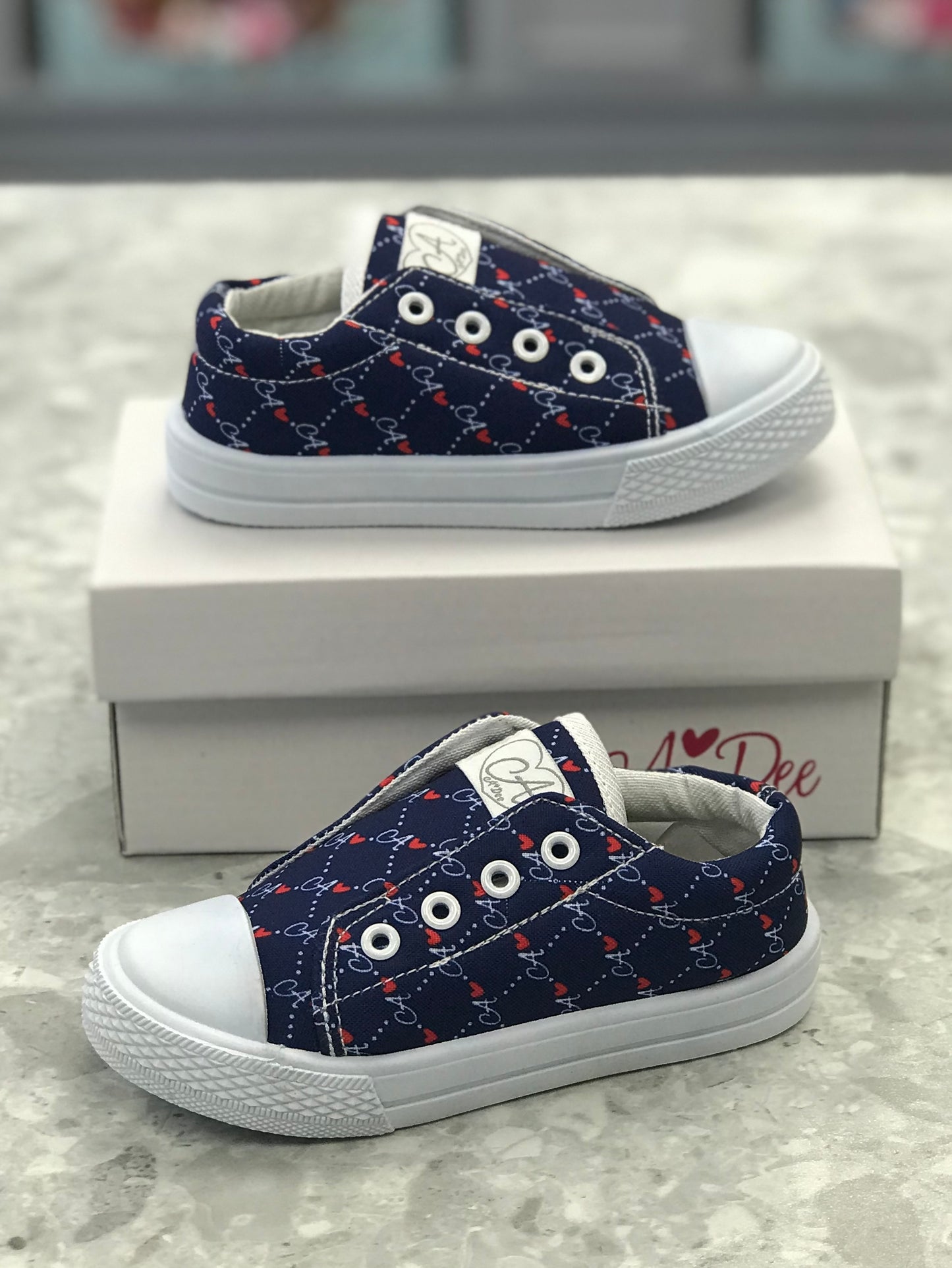 A DEE Girls Circus Mania Navy Canvas Trainers - NON RETURNABLE