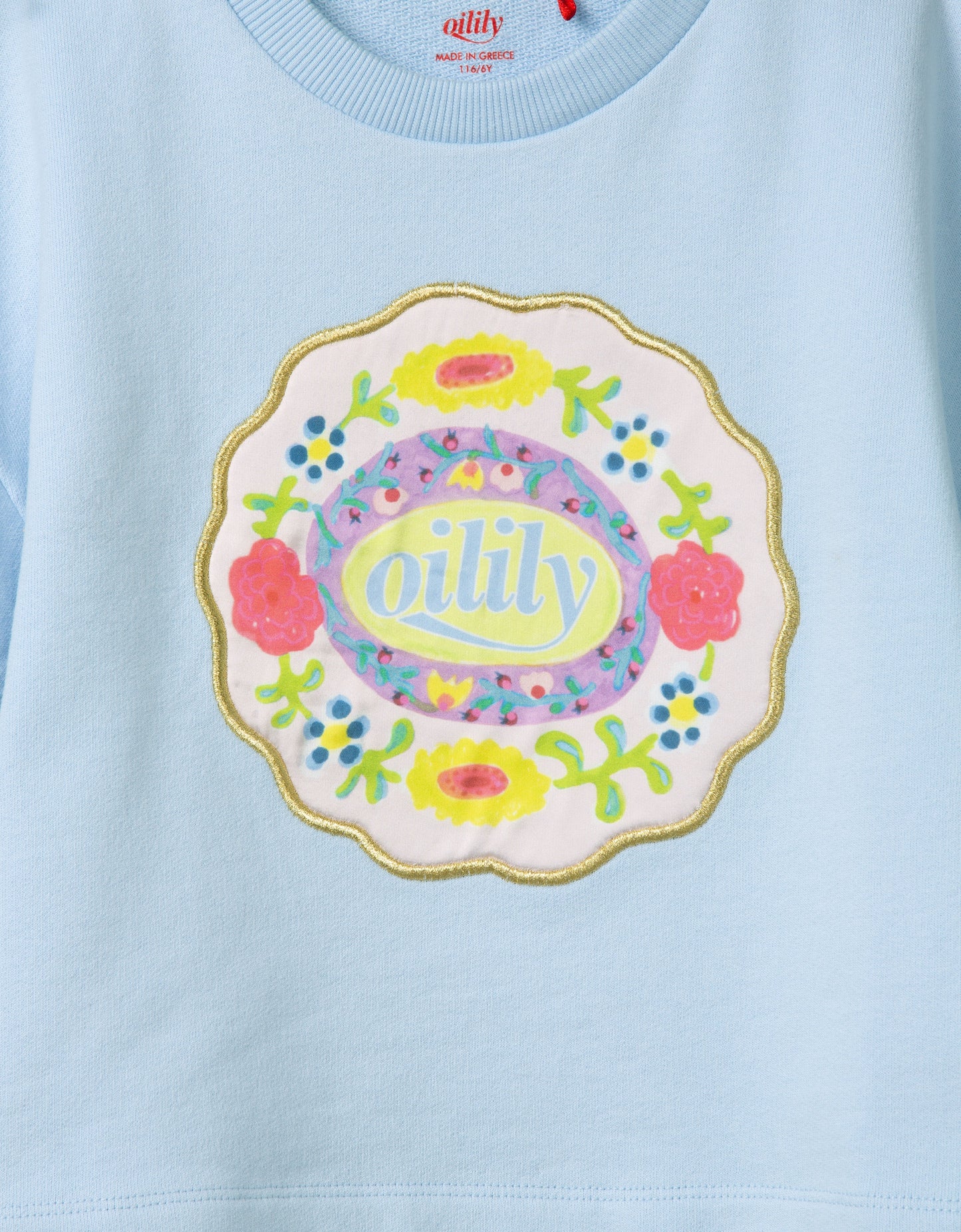 Oilily Hussel Girls Blue Short Sleeve Logo Sweater