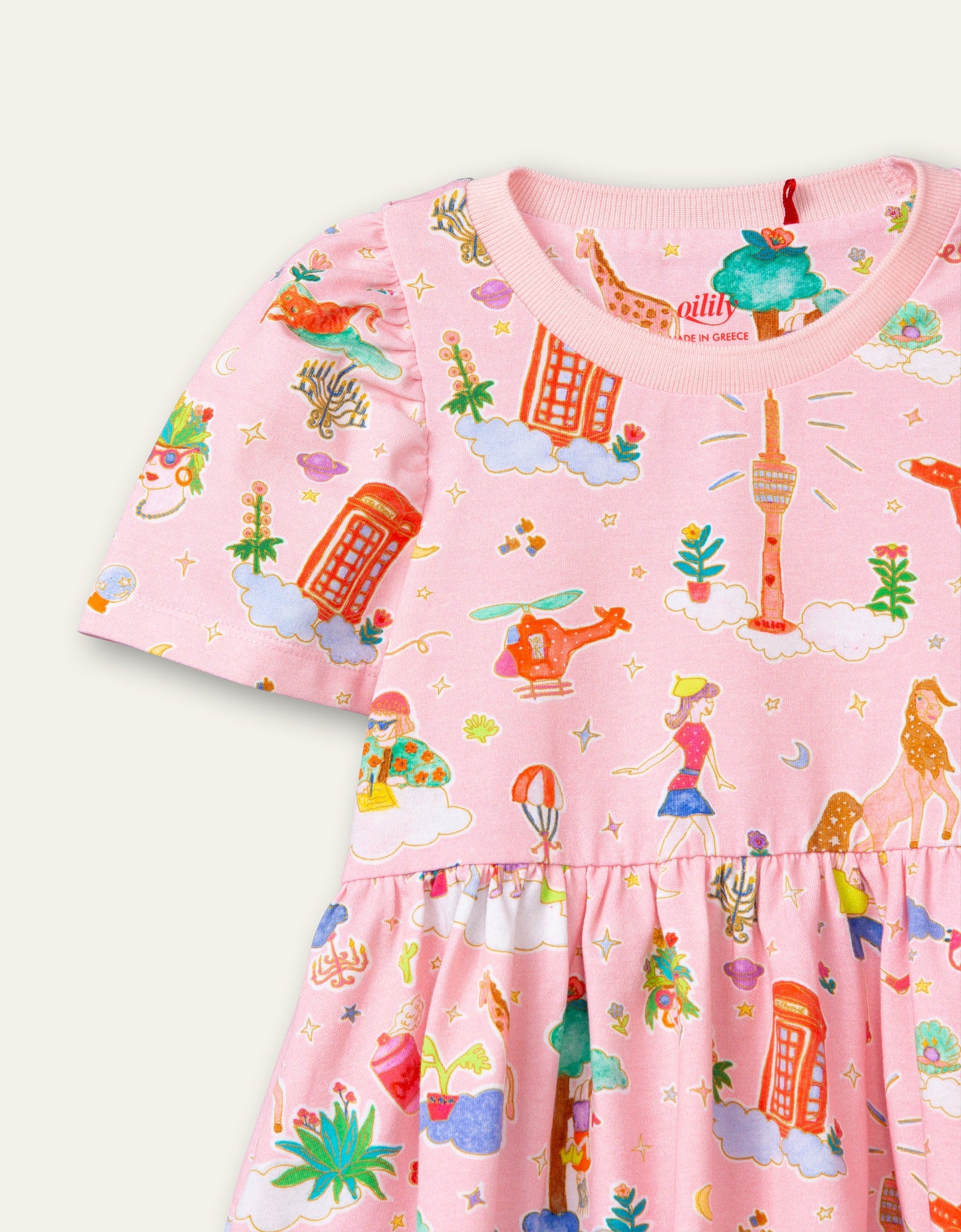 Oilily Party in the Clouds Girls Pink Jersey Dress