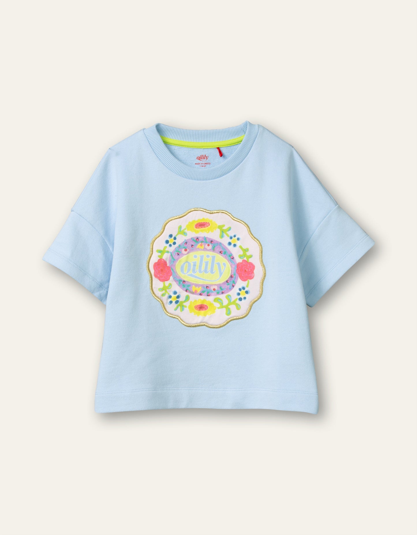 Oilily Hussel Girls Blue Short Sleeve Logo Sweater