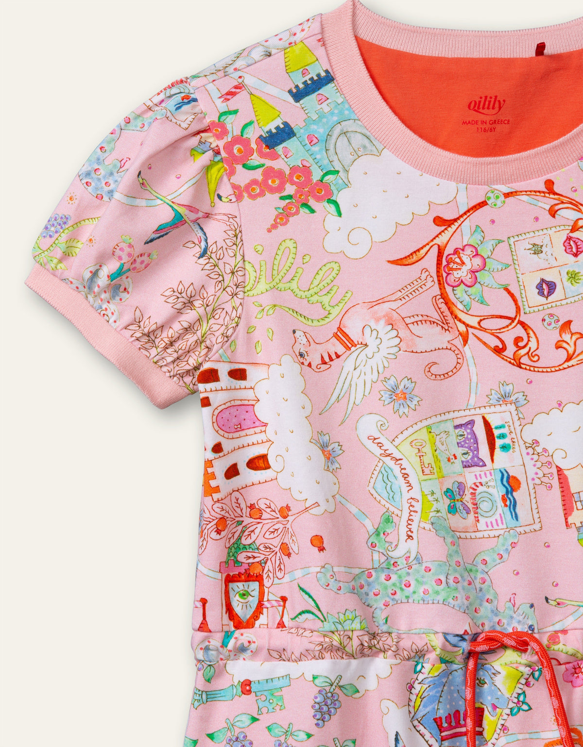 Oilily Castle in the Clouds Girls Pink Jersey Dress
