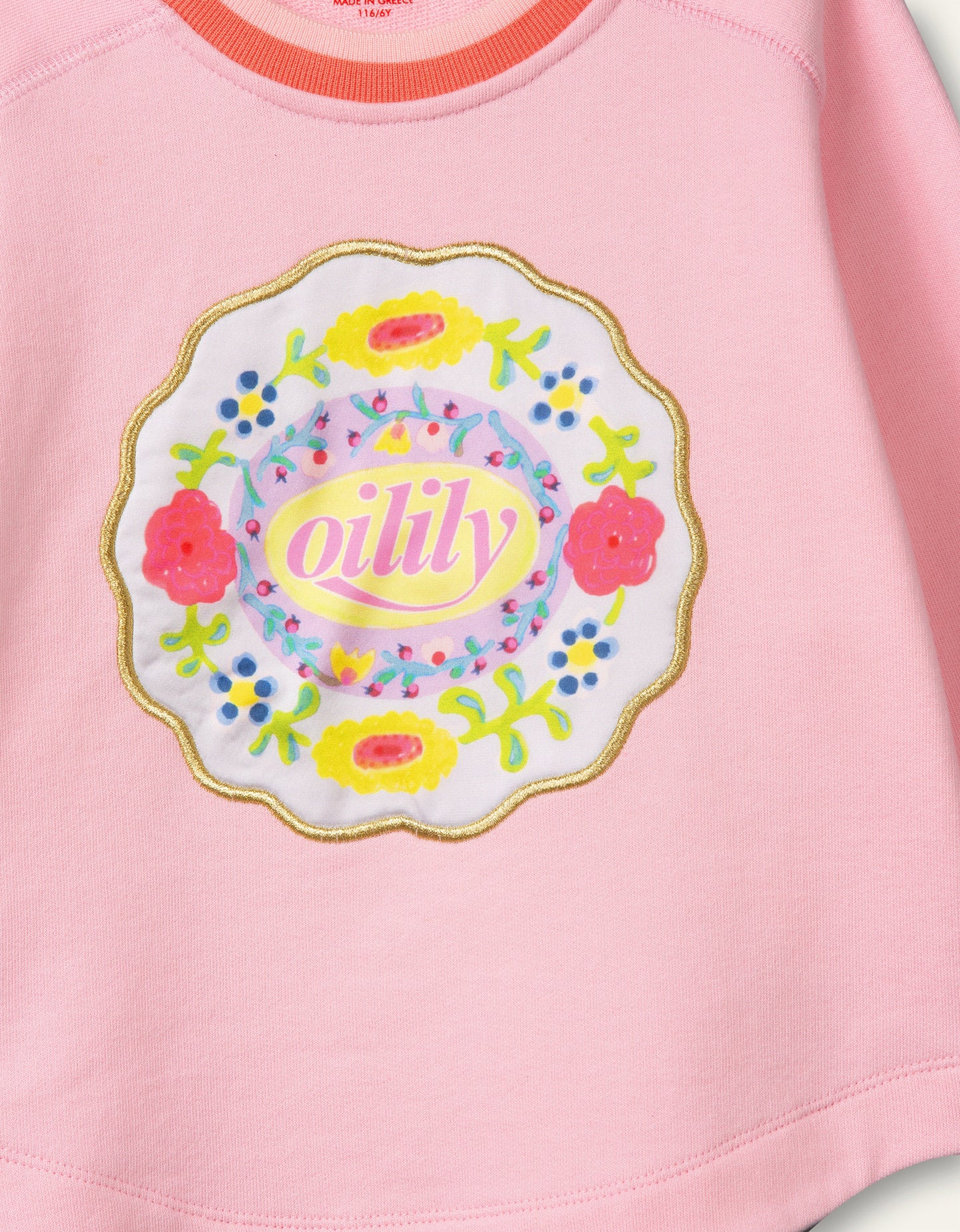 Oilily Home Girls Pink Floral Logo Sweater