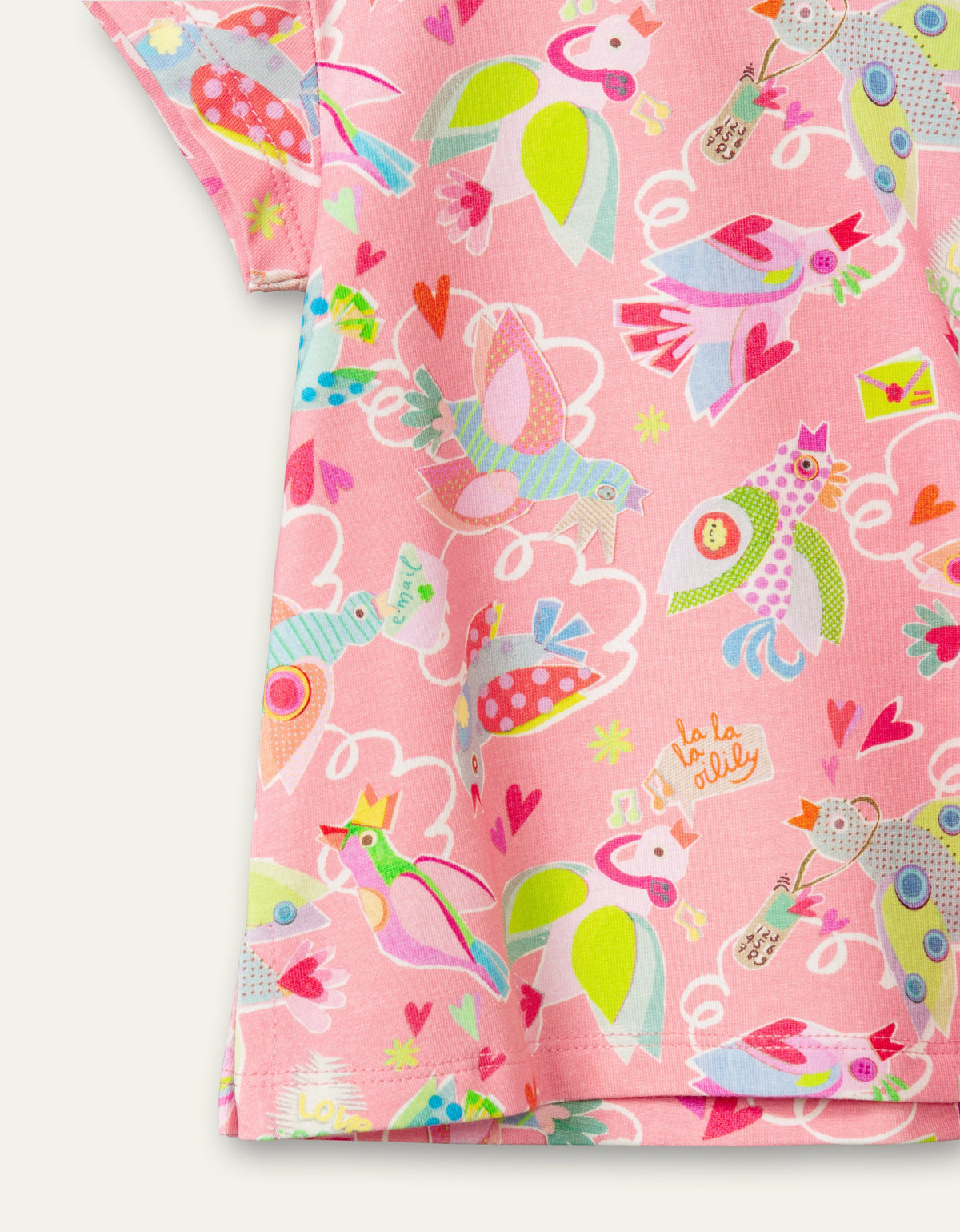Oilily Twinz Girls Geranium Pink Birds T-Shirt