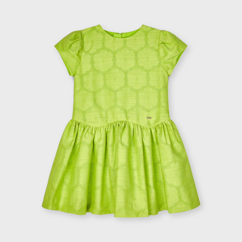 MAYORAL Girls Pistachio Jacquard Dress - NON RETURNABLE