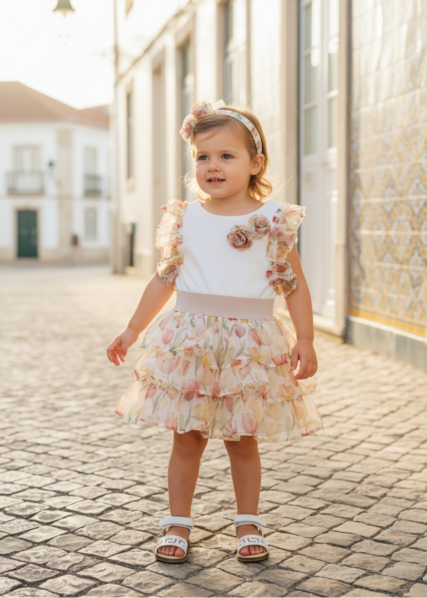 Chic by Deolinda Happy girls tulip print skirt set - lifestyle view