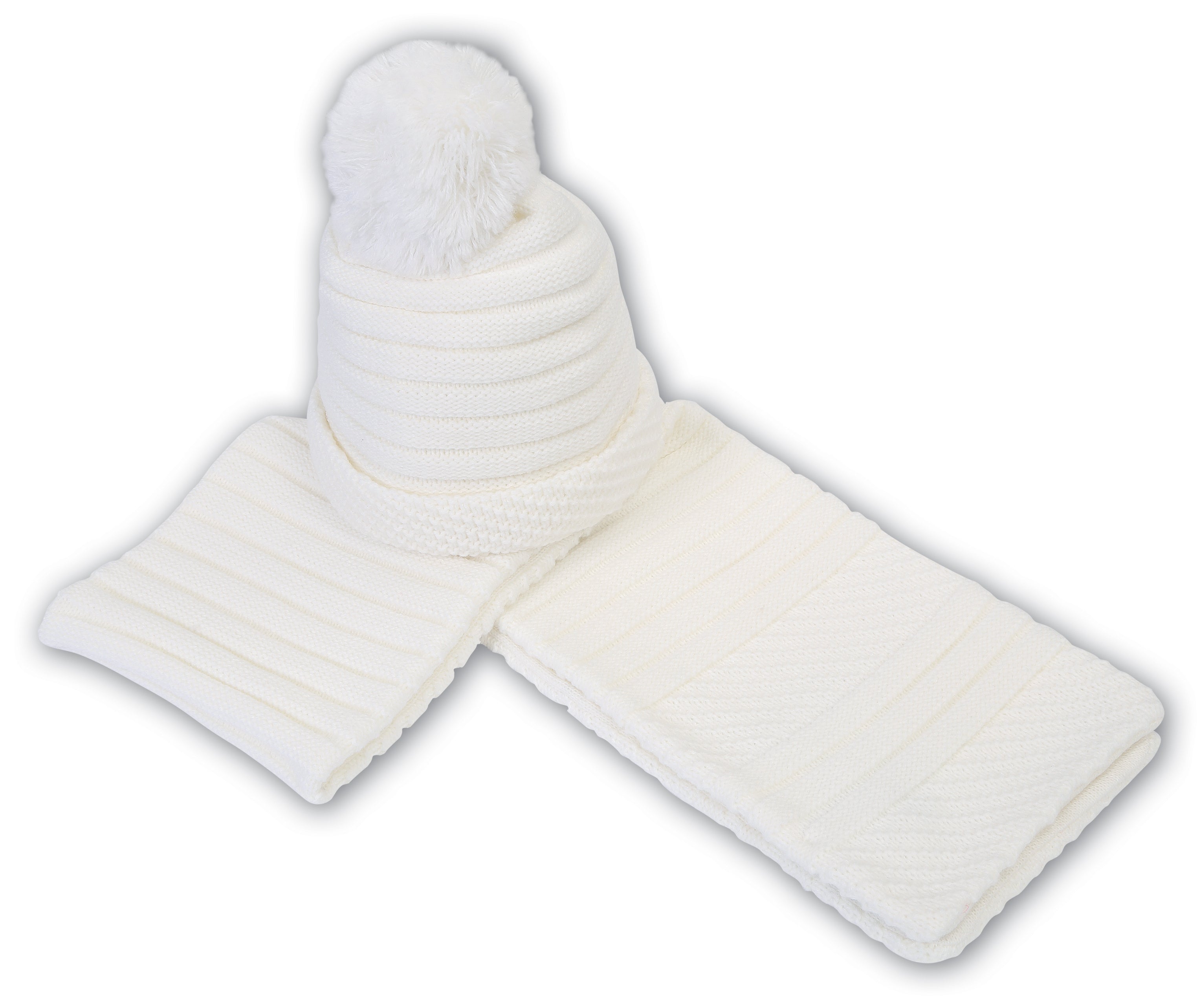 AW21 Sarah Louise White Baby Boys Hat & Scarf - 008130